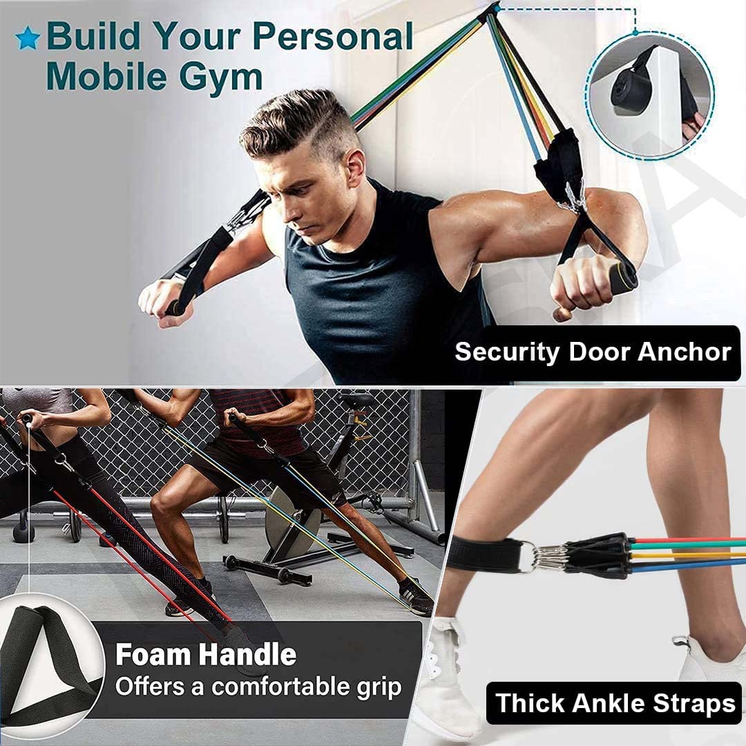 DOZERA Exercise Resistance Bands Set for Pull ups, tricep, Legs Exercise with 5 Different Levels Exercise Elastic Bands for Home, Outdoor Exercise & Training. (Resistance Bands Set) 2