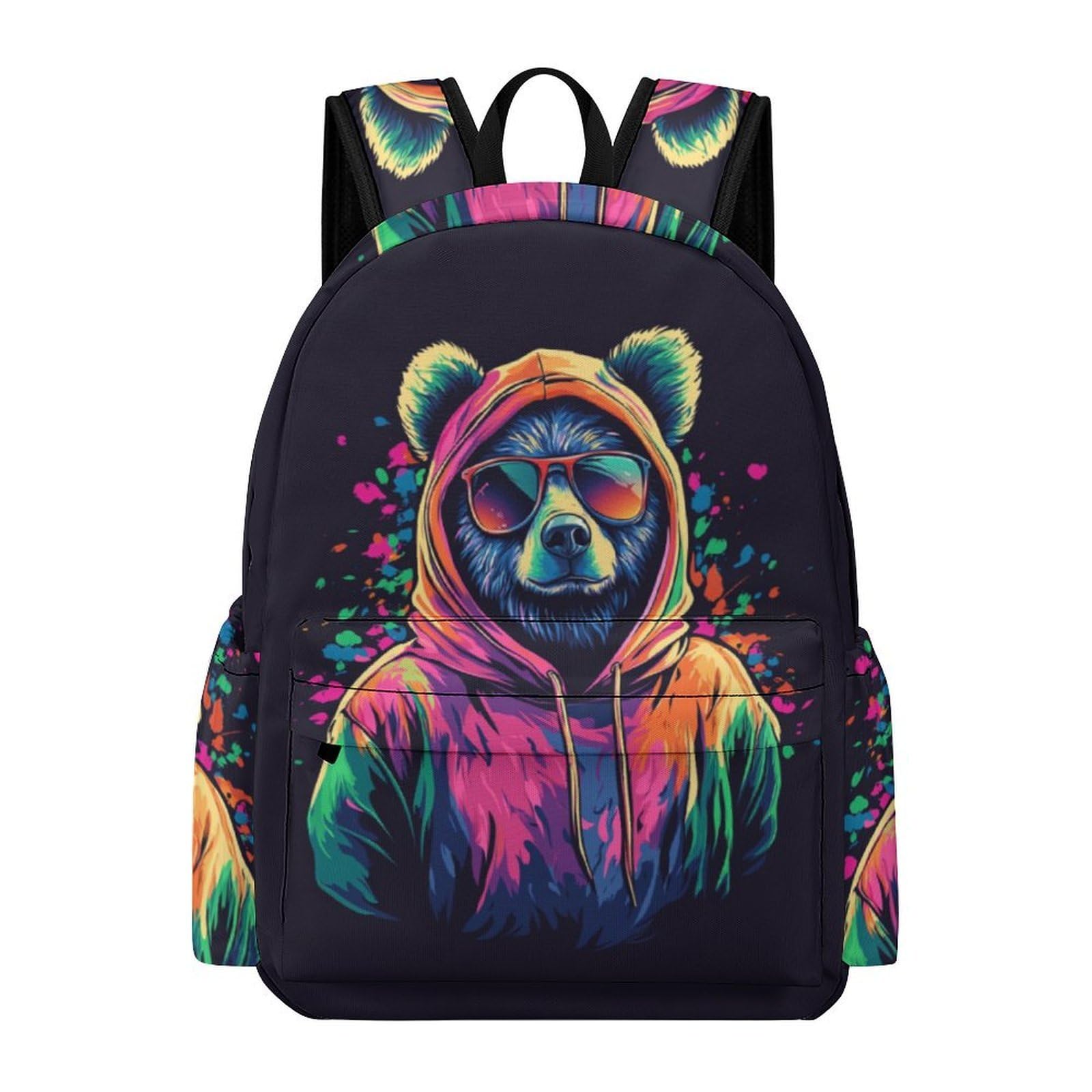 TPISLI Kids Cool Panda Motif Bookbag Boys Girls Age 7-12 Cool Durable Animal Panda Backpack for Classroom Travel New Term Gift, 14 Inch Laptop School Bag Outdoor Activity