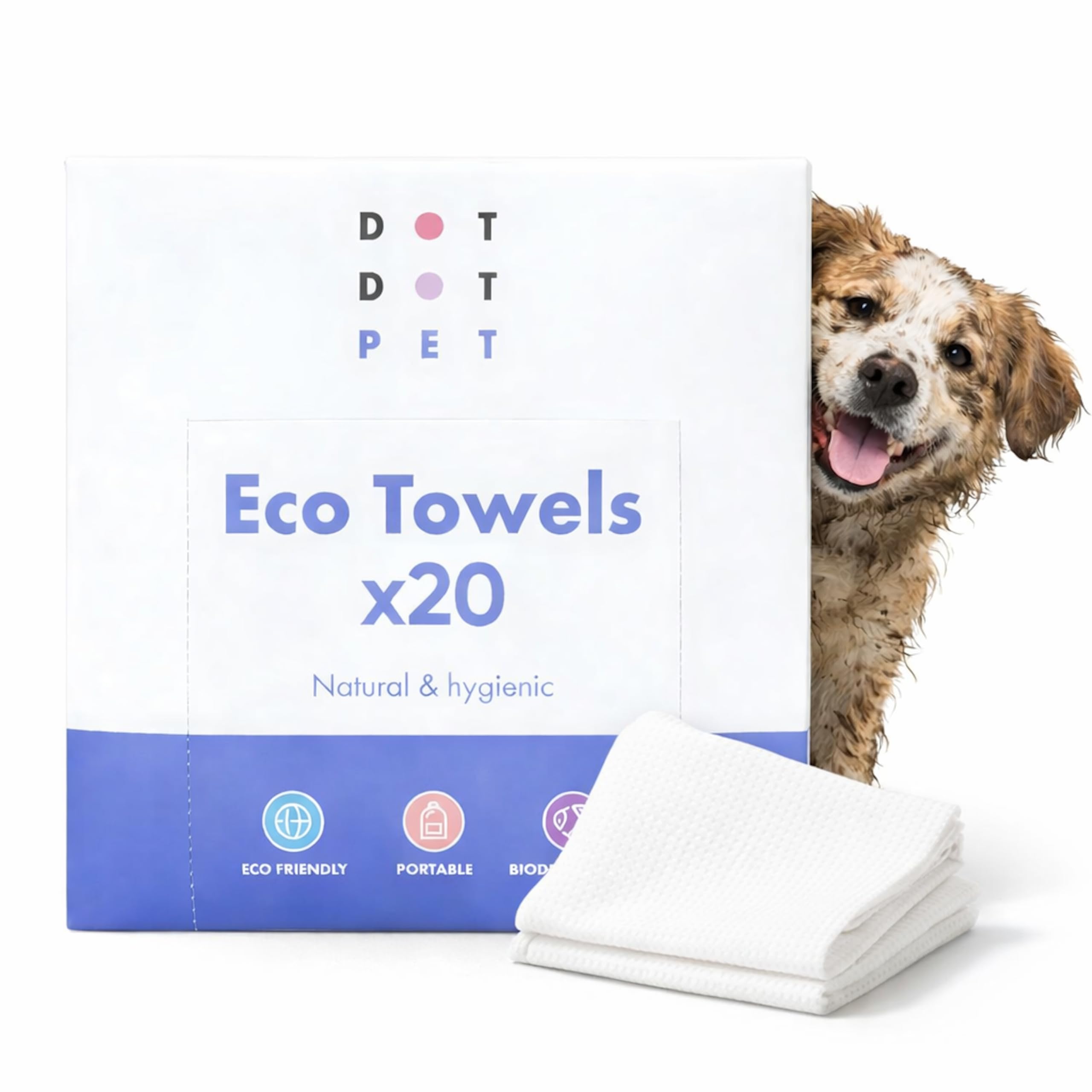 Eco Dog Towels for Drying Dogs (20 Pack) - Natural Fibre, Super-Absorbent Dog Drying Towels - Plastic-Free & Skin-Kind - Dog Cleaning Wipes Ideal for Muddy Walks, Wet Dogs & Bath Time