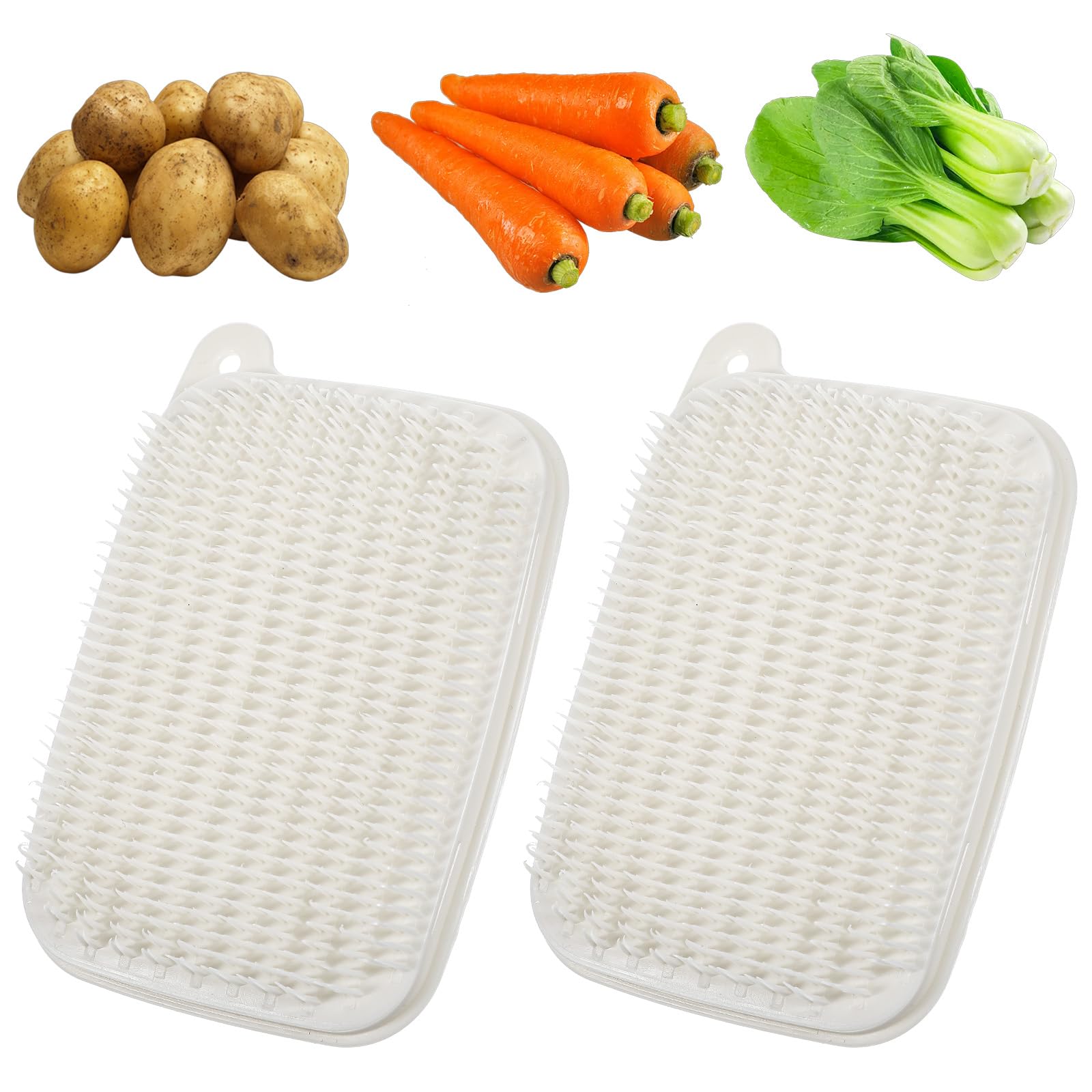 Mabor 2Pcs Vegetable Scrubber Brush for Food, Potato Scrubber Cleaner, Soft Bristle Cleaning Brush for Potato Carrots Lotus Root Fruit