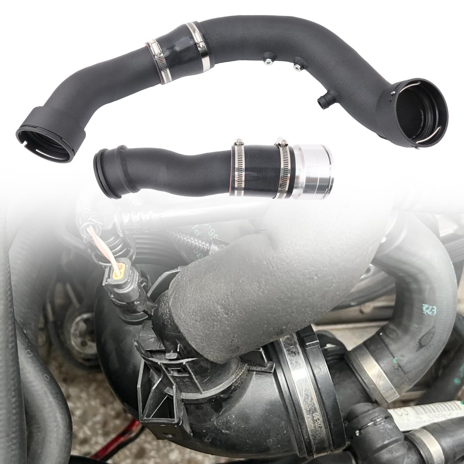 Turbo Air Inlet Pipe Hose N55 M2 Engine Fit for 2012-2016 BMW F30/F31/F36 BMW 335i, F32/F33/F36 435i / 435i xDrive, 2014-2016 F22/F23 M235i M235ix, Replace # 13717604033 13-71-7-604-033 7604033