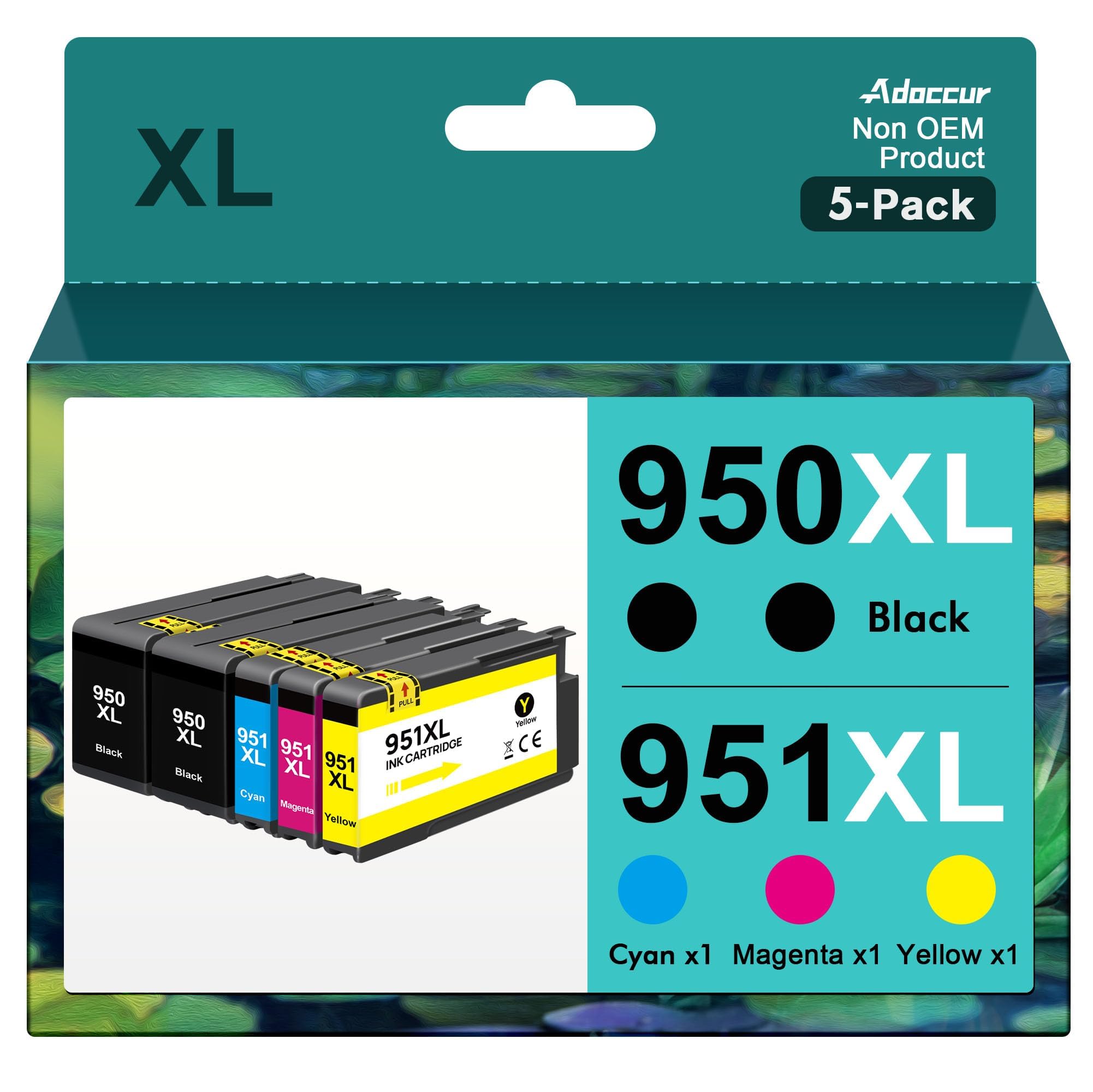 950XL 951XL Combo Pack Compatible Replacment for HP OfficeJet Pro 8600 8610 8620 8100 8630 8660 8640 8615 76DW 251DW (2 Black, 1 Cyan, 1 Magenta, 1 Yellow, 5 Pack)