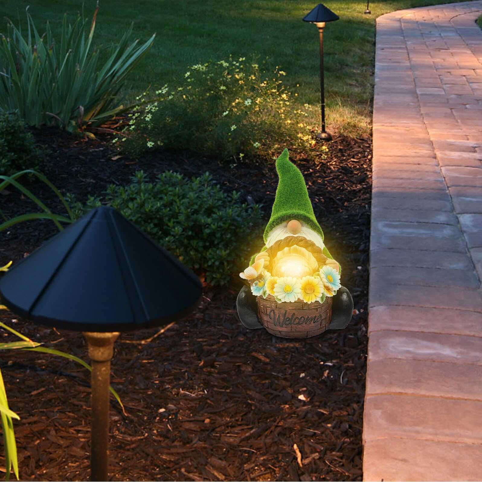DOITOOL Estatua de de Resina con Luz Solar Integrada Adorno de Jardín Iluminado para Patio y Césped Decoración Exterior Resistente y Funcional