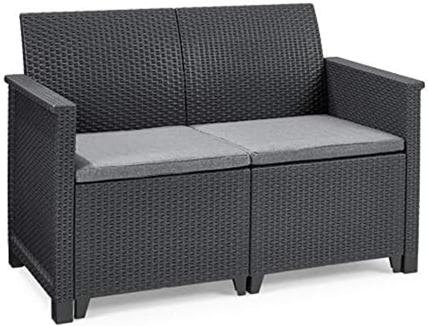 Keter Emma Ensemble de Jardin ou terrasse extérieur 4 Places et Table avec Coussins Inclus, résine Finition rotin Plat, Couleur Graphite — vue 5