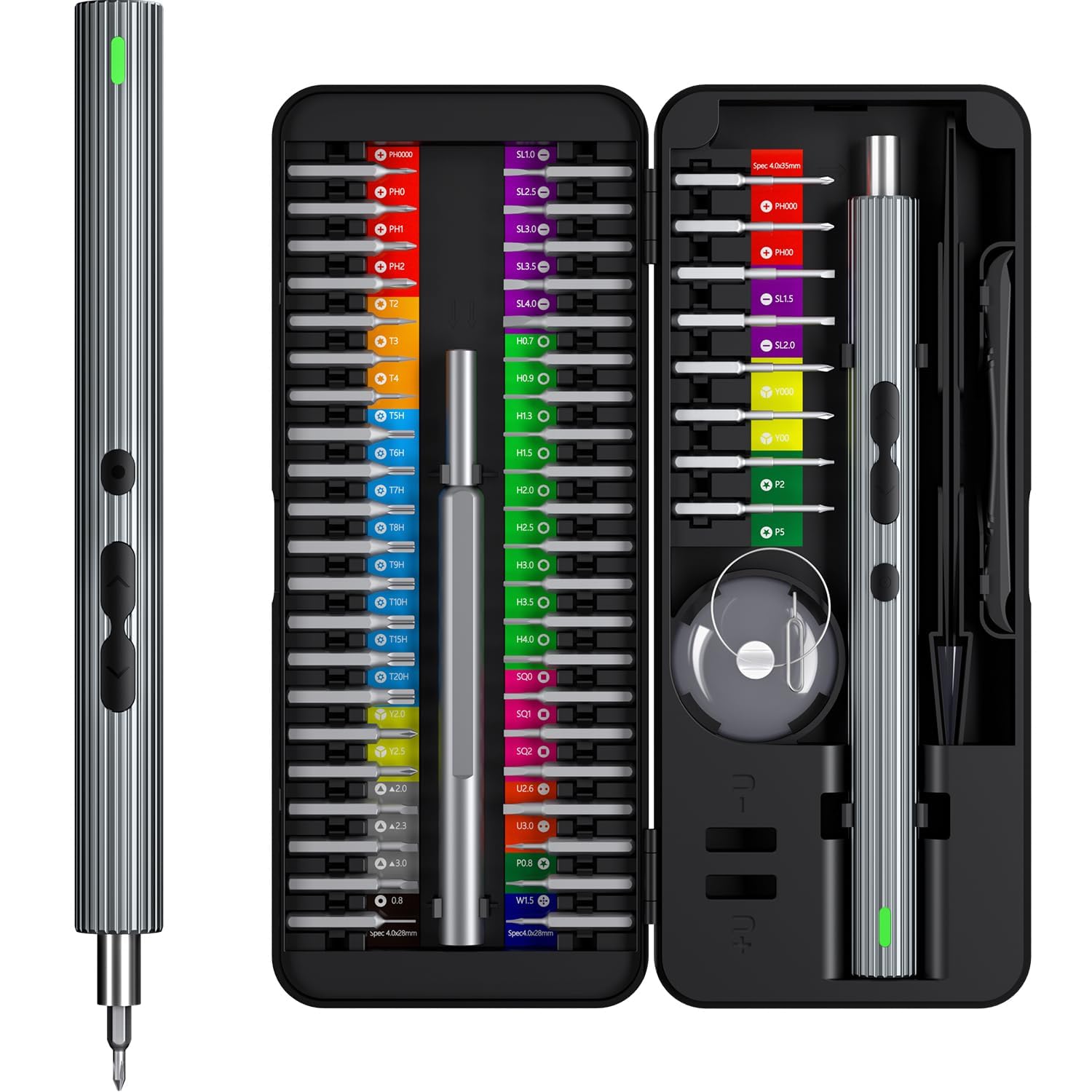 58 In 1 Electric Screwdriver Set, Rechargeable Cordless Screwdriver Kit, Precision Repair Tool Kit with 50 Bits, Led Lights, Carrying Case, for Watches, Phones, Glasses, Precision Instruments