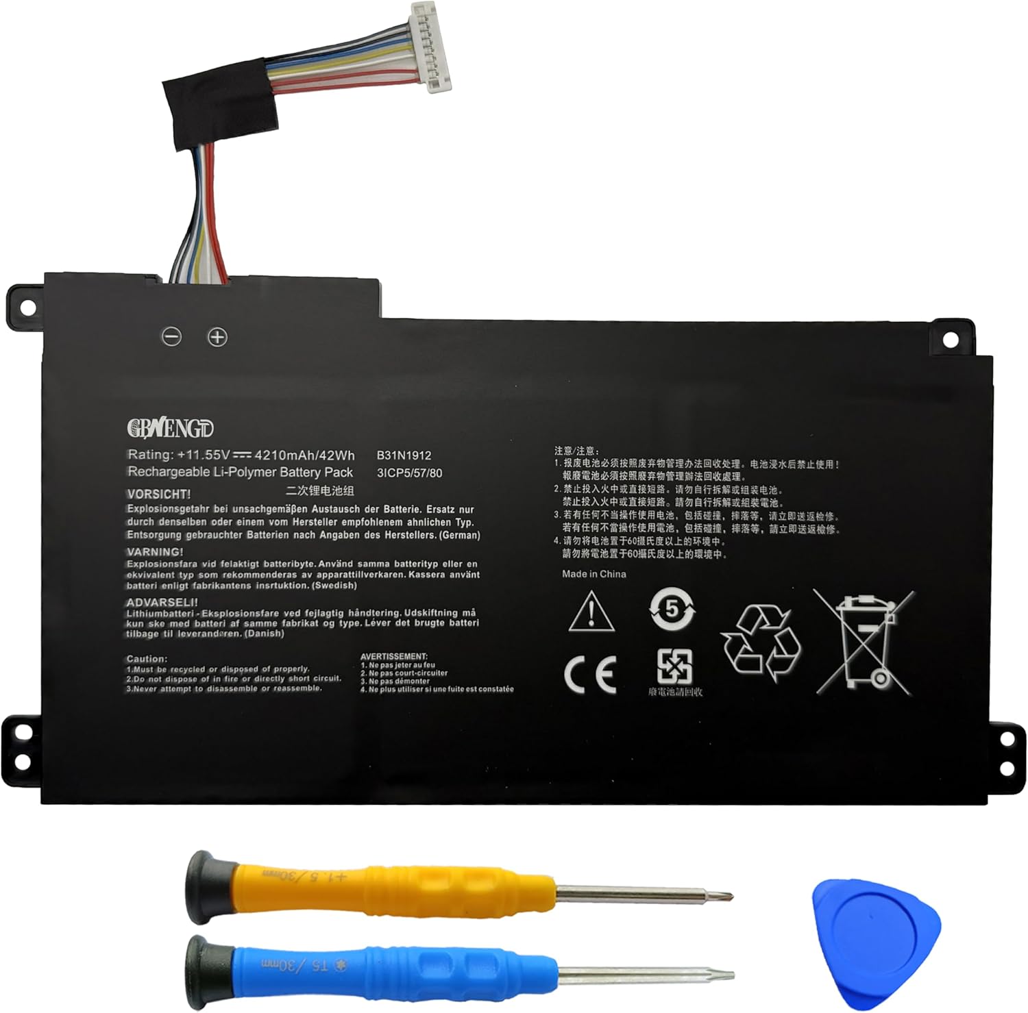 B31N1912 Battery Replacement for Asus VivoBook 14 E410MA L410MA E410KA-EK139TS E510KA-EJ033TS F414MA L510MA R522MA E510MA Series C31N1912 0B200-03680000 3ICP5/57/80 11.55V 42Wh