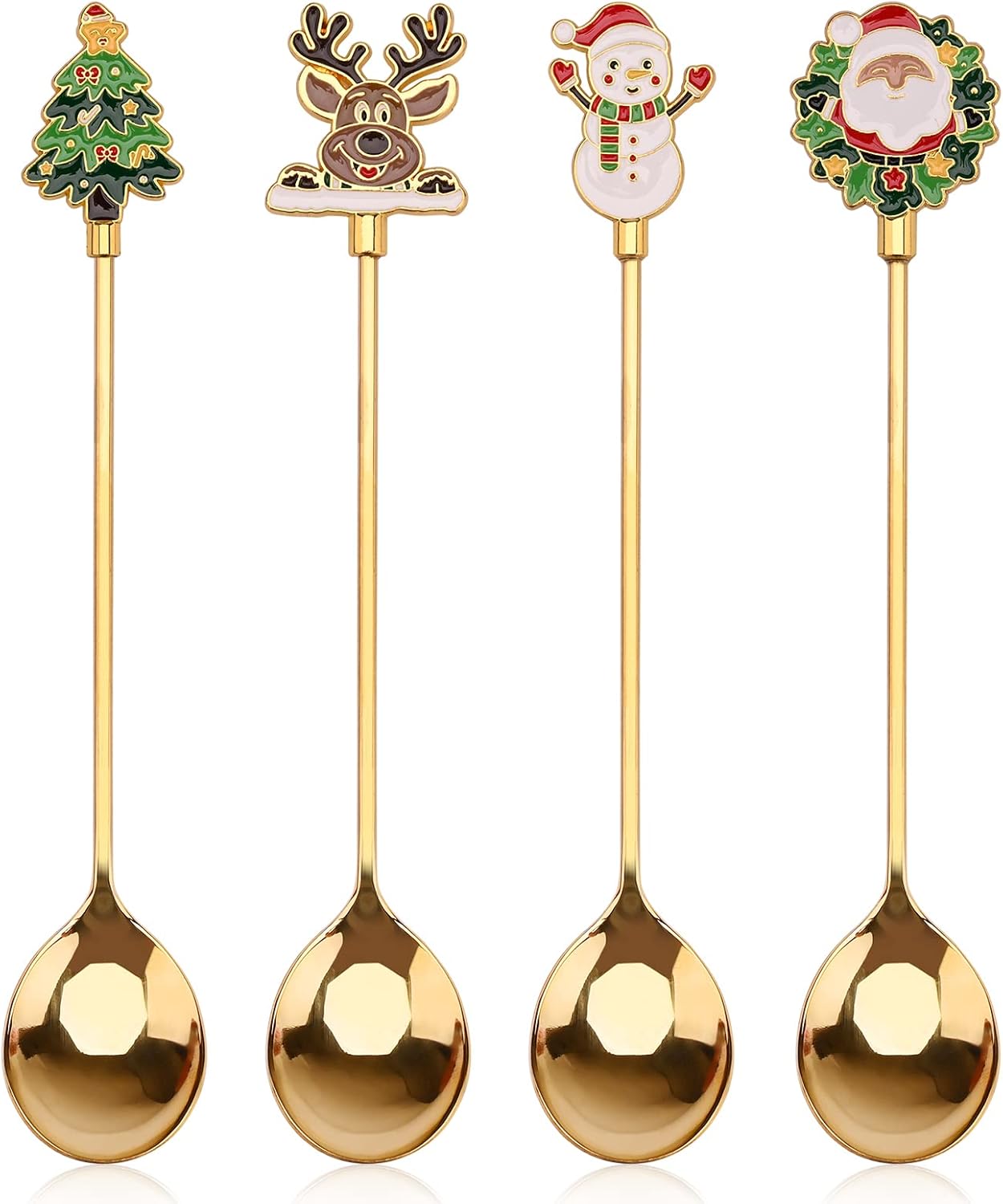 Christmas Coffee Spoons,4 Pieces Christmas Spoons Xmas Stainless Steel