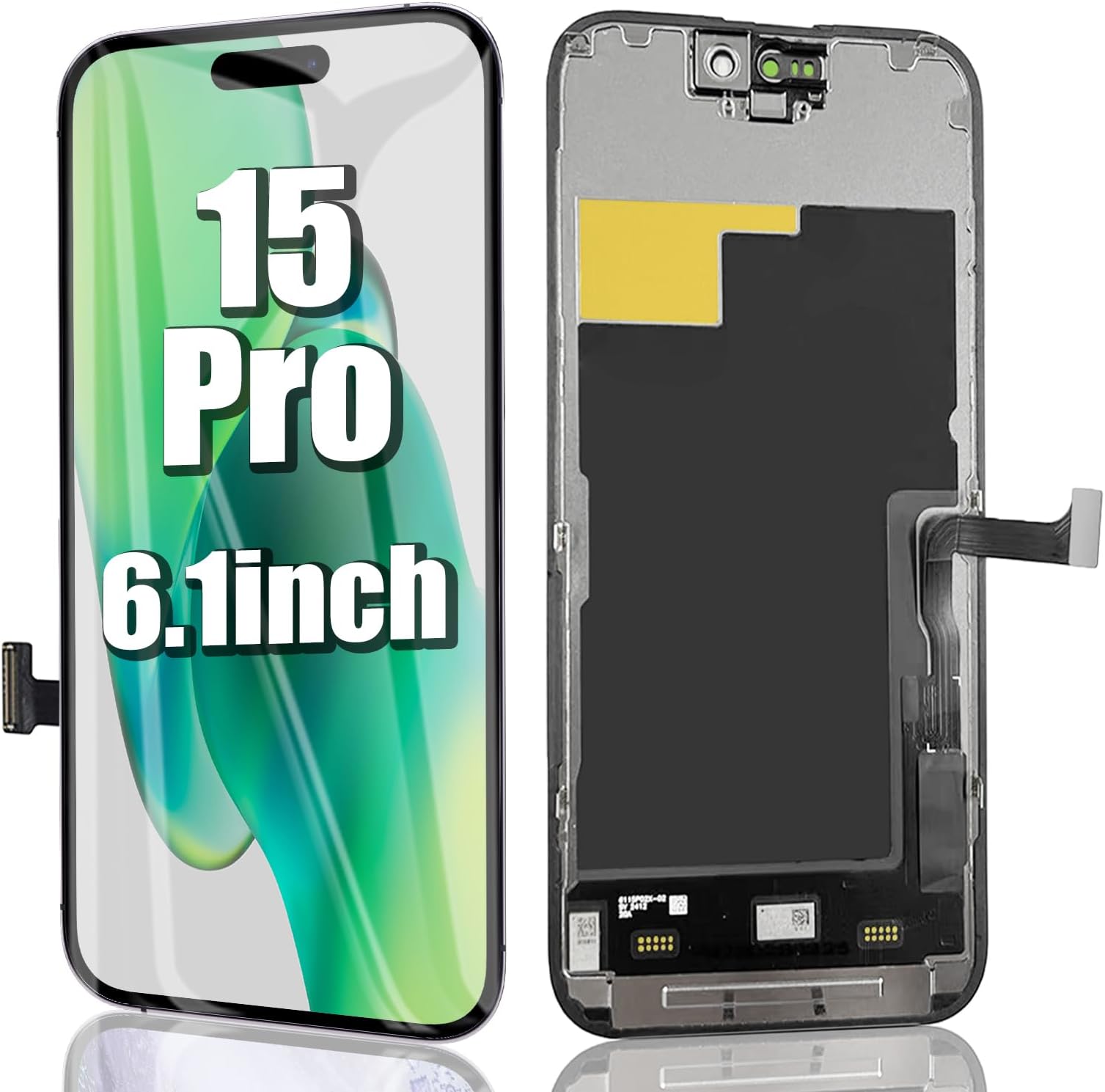 EFAITHFIX for iPhone 15 Pro Screen Replacement 6.1 Inch LCD 3D Touch Screen Display Full HD Digitizer Frame Assembly Compatible with Model A2848, A3101, A3102, A3104 with Waterproof Adhesive, No Tools