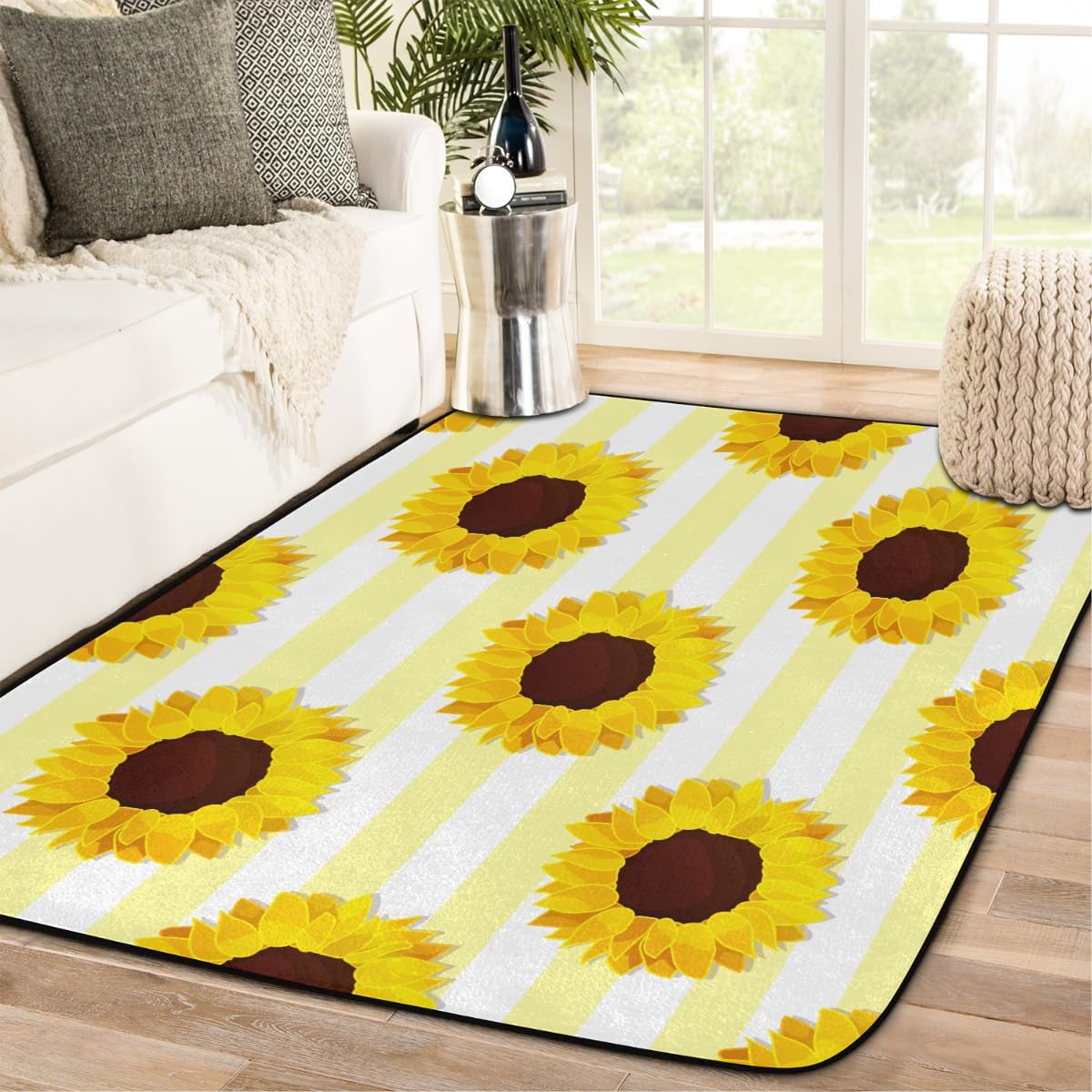 Bathroom Rug Mat 48”x72”/4’x6’, Non Slip Rug Pads for Hardwood Floors and Tiles, Reusable and Washable Tape for Area Rugs, Dual Sided Adhesive Gripper Keep Corners Flat, Set of 2