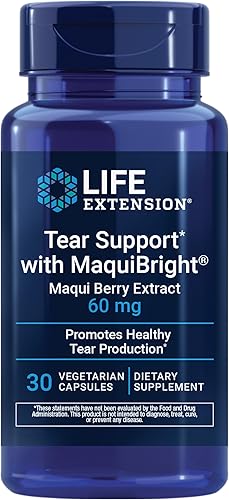 Life Extension Tear Support with MaquiBright®, 60 mg, Maqui Berry Extract for Dry Eyes, Supports Eye Health, Encourages Tear Production,