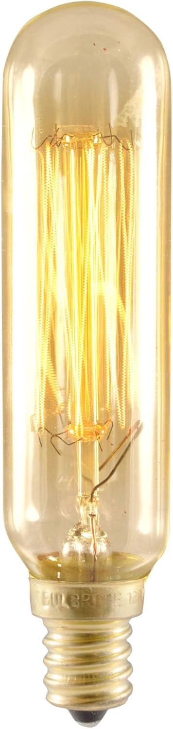 10 Qty. Bulbrite NOS25T6/SQ/E12 25-Watt Nostalgic Incandescent Edison T6 Tube, Vintage Thread Filament, Candelabra Base, Antique Bulb