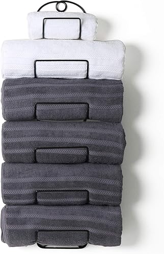 Miniatura 8 de Toallero de pared para baño, anaquel para toallas de baño, rejilla de metal para vinos