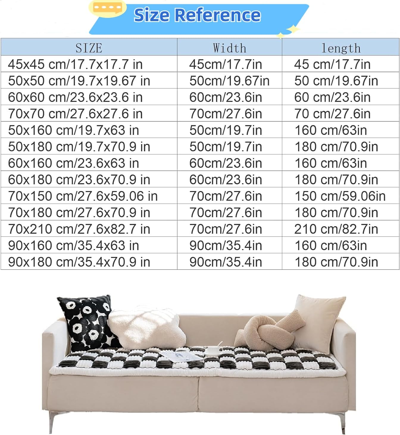 LiveGo Couch Cover for Dogs Washable, Sofa Cover Protector, Couch Covers for 3 Cushion Couch Sofa Pet Friendly, Soft, Non Slip (Cream Blue, 45x45 cm/17.7x17.7 in)