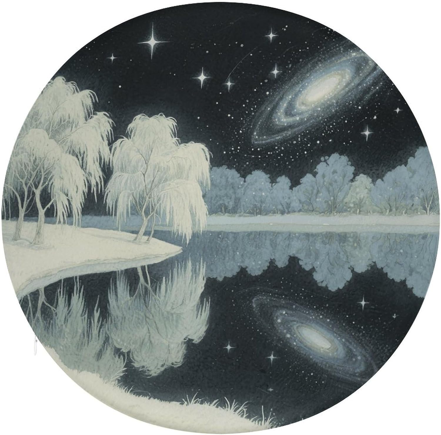 Galaxy Starry Night Round Cushion Memory Foam Seat Cushions 15In Comfort Meditation Floor Pillow Anti Slip Soft Stool Cushion Chair Pad for Tatami Living Room Yoga