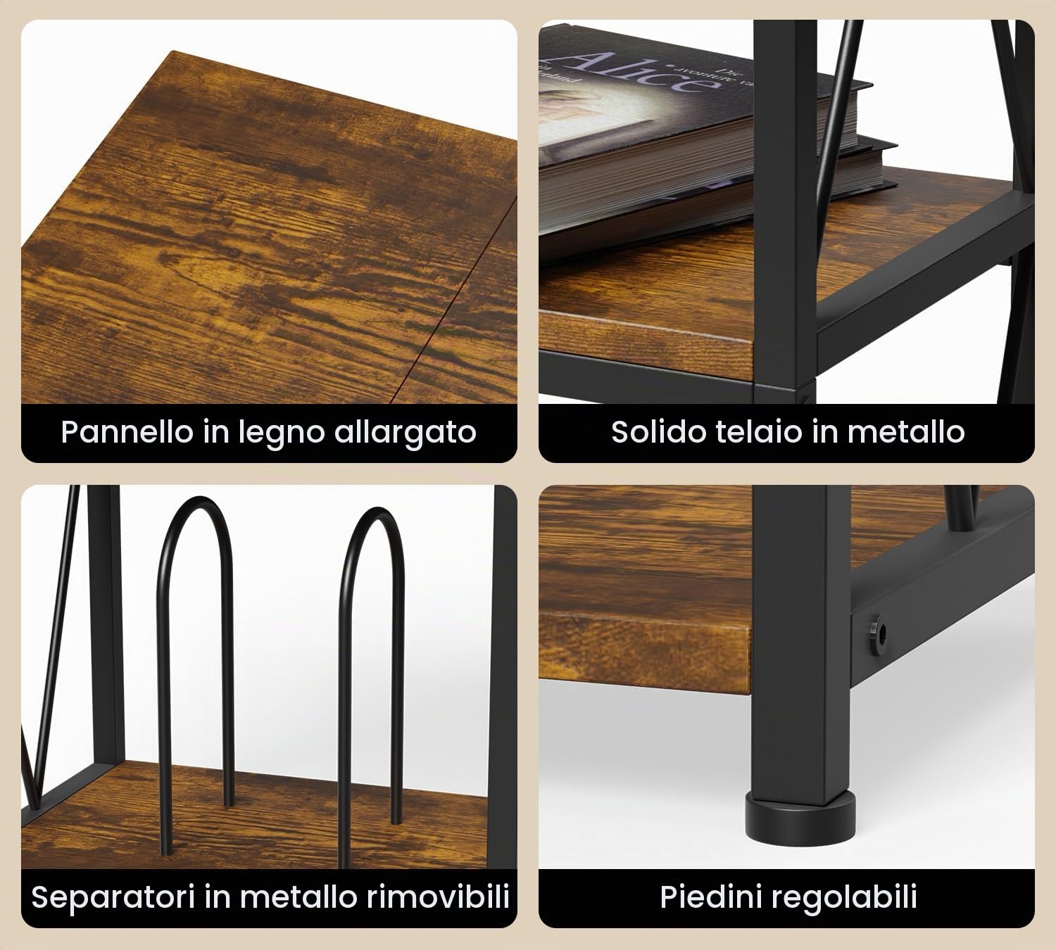 HFHOME Supporto per giradischi espanso, tavolo a 3 livelli con supporto per dischi in vinile, tavolo per giradischi 50 x 40 cm con contenitore, supporto per giradischi per lettore in vinile, supporto