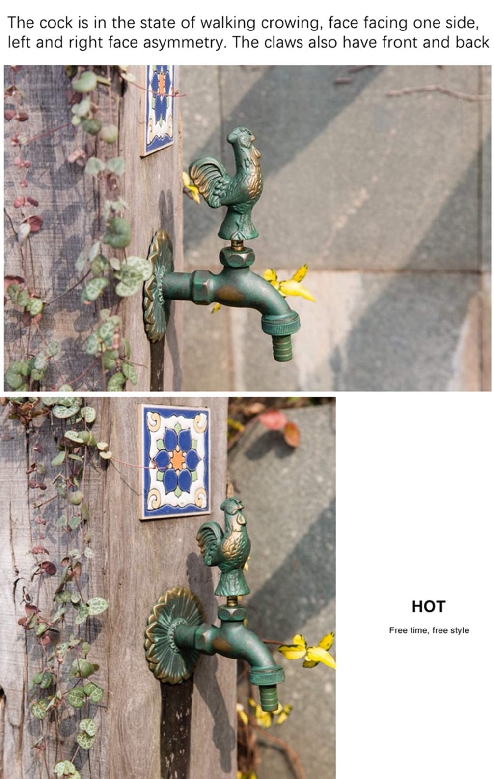 Amazon | ガーデン蛇口アート動物の形アンティーク田舎屋外壁掛け蛇口