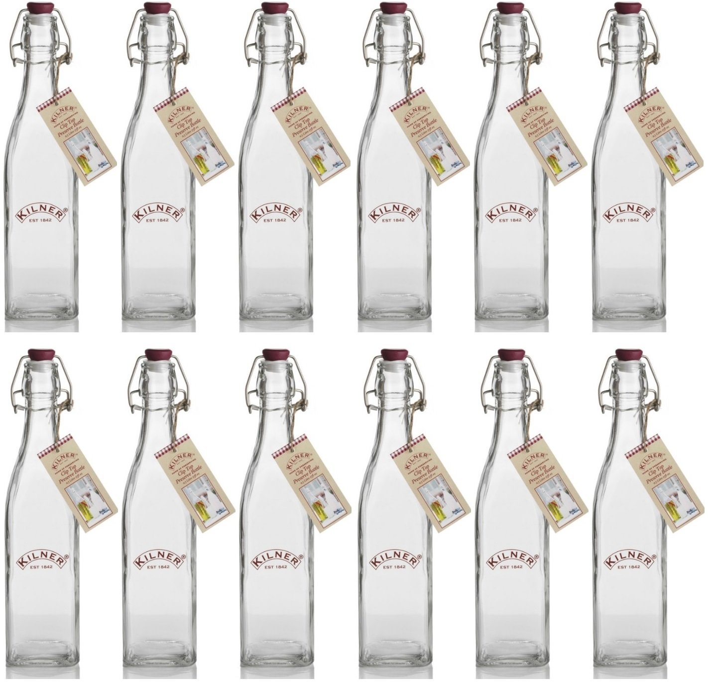 12 x Kilner Clip Top Glass Preserve Storage Bottle - 0.55 Litre