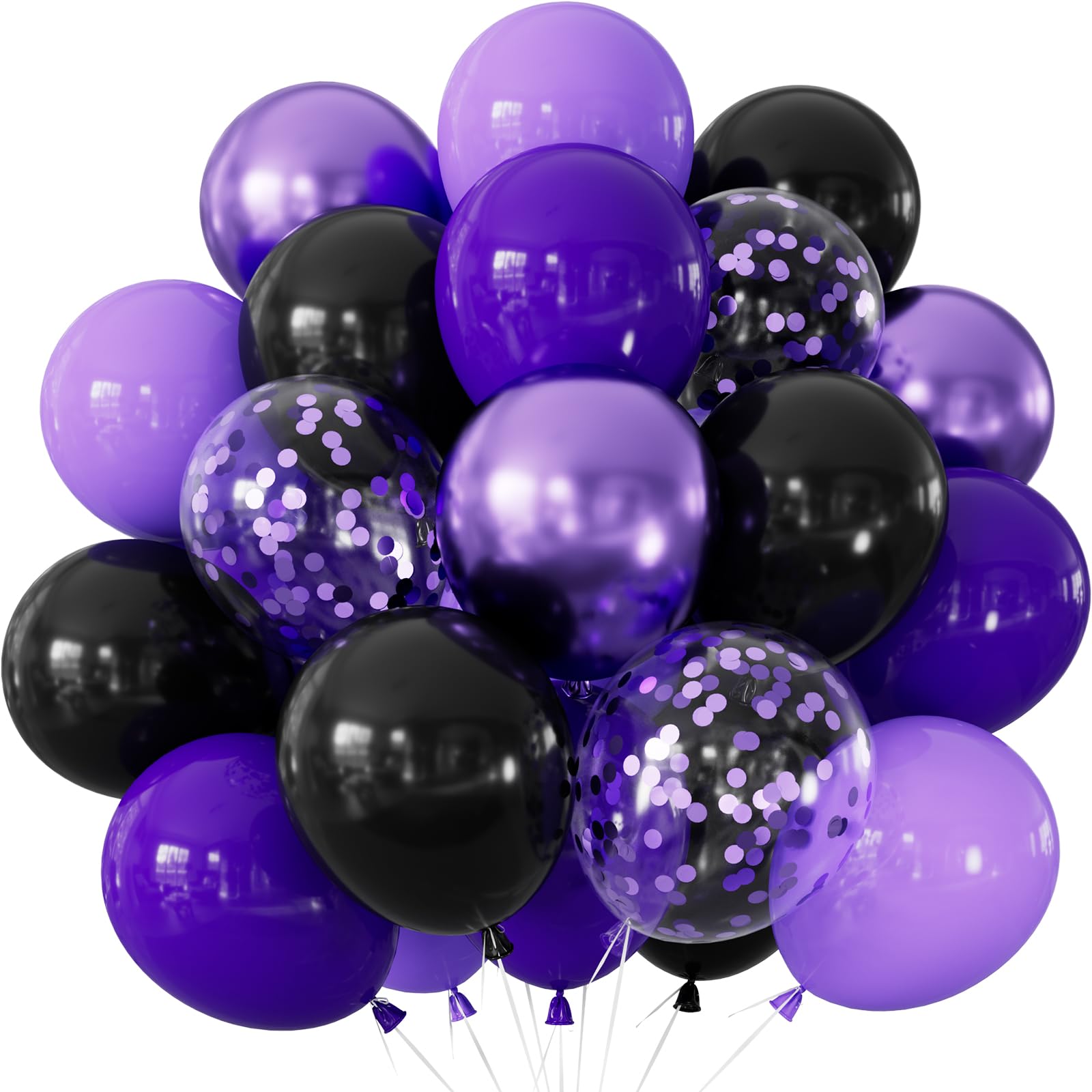 Adeyoo Purple and Black Balloons, 50 Pcs Mixed Purple Latex Balloon,12 Inch — image 1