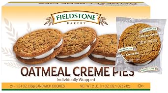 Fieldstone, Bakery Creme Pies 1 Box 24 Individually Wrapped Oatmeal Creme Pie Cookies