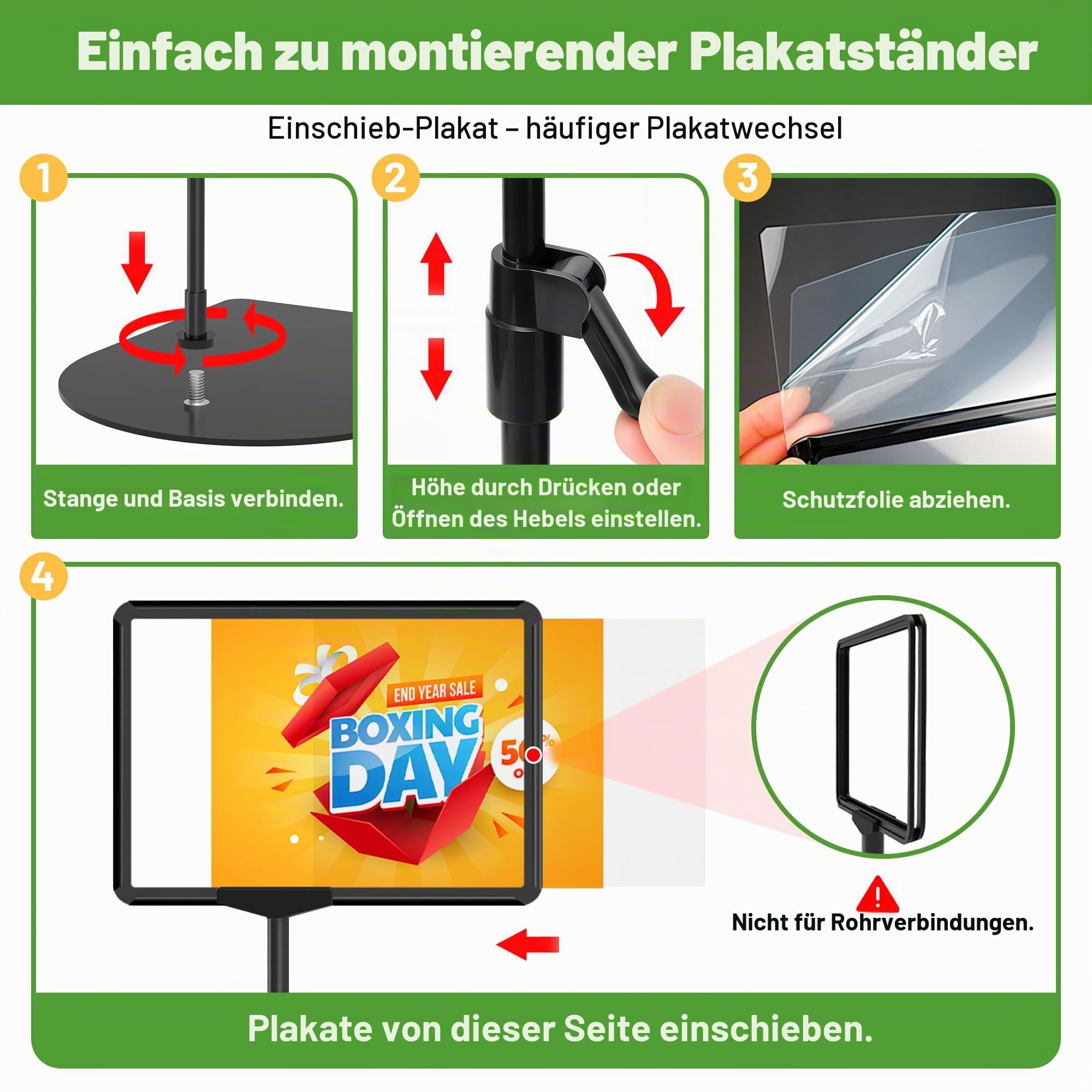 Posterständer, A4, stehender Schilderhalter für Tischplatte, verstellbarer Beschilderungsständer, Werbung, Menü, Notizständer, für Geschäft, Büro, Restaurant, 6 Stück