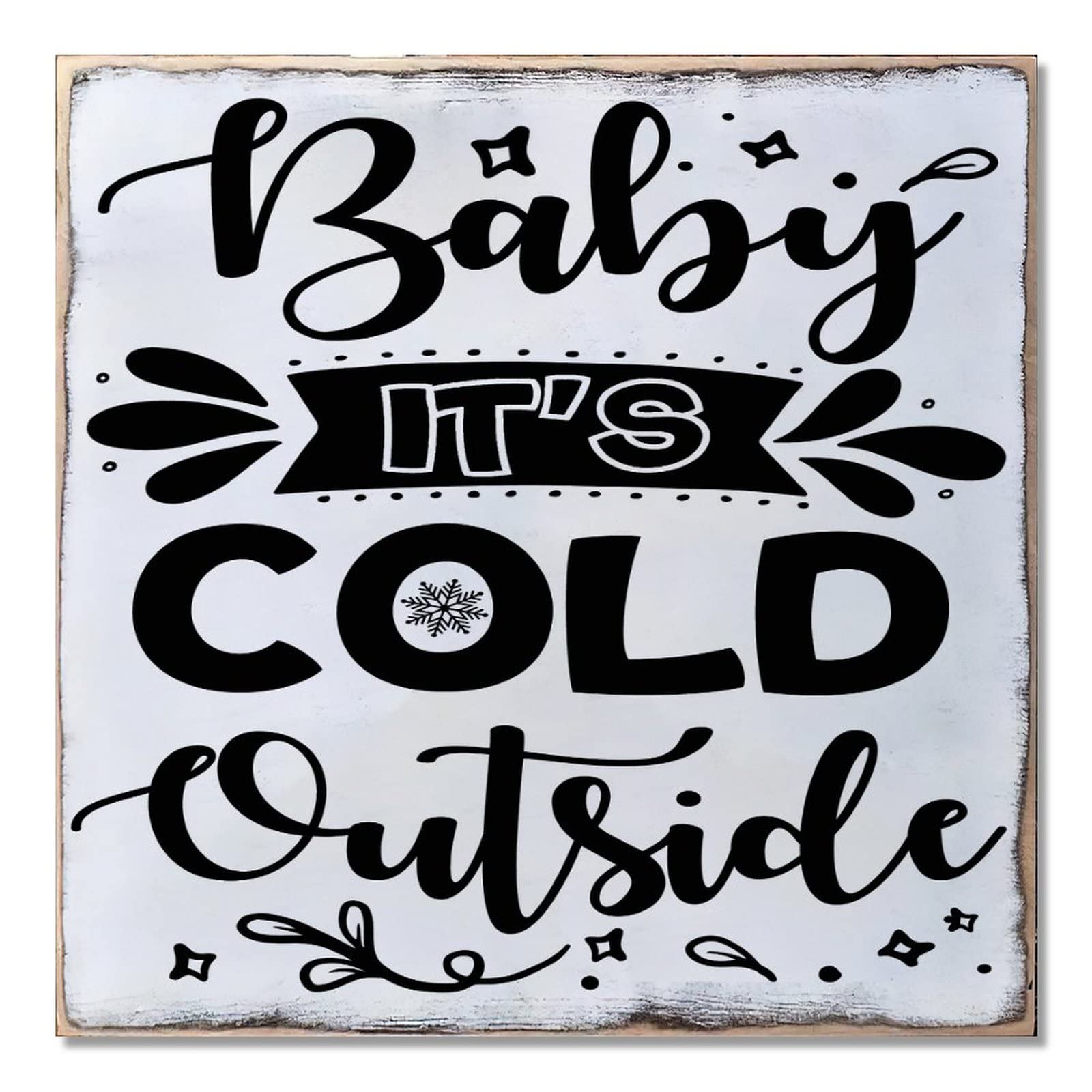 Panneau bois vintage de ferme Baby It's Cold Outside décoration Noël