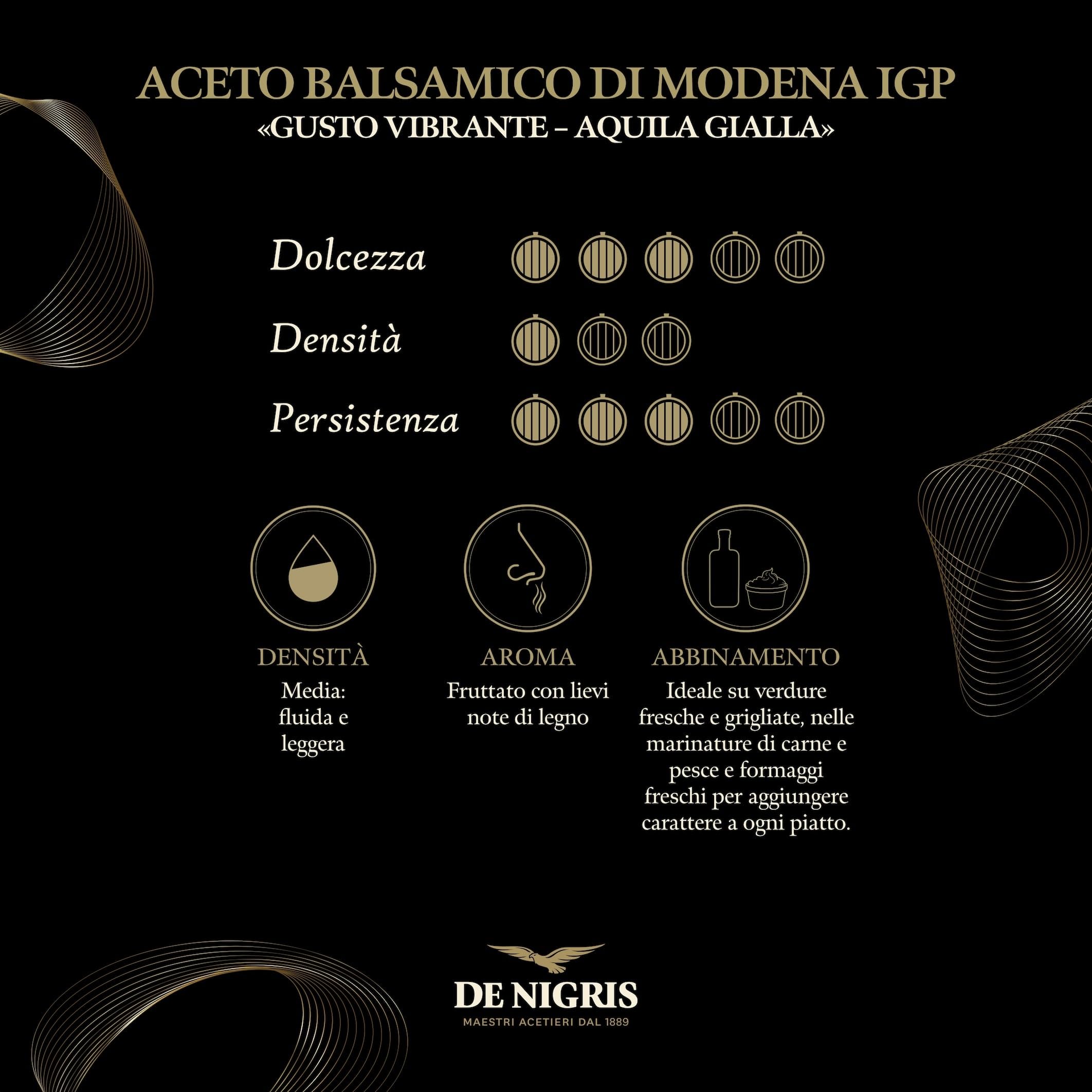 De Nigris Aceto Balsamico di Modena IGP Invecchiato | Bundle 3 x 250ml Aquila Rossa, Arancio e Gialla – Set Degustazione Balsamico Italiano Premium | Condimento Gourmet Denso e Corposo, Idea Regalo