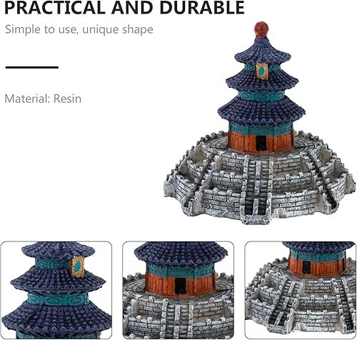 Miniatura 9 de DOITOOL Estatua de la pagoda en miniatura, estatua de altar, pabellones de resina, pabellones de té, decoración de mascotas, figuras japonesas de