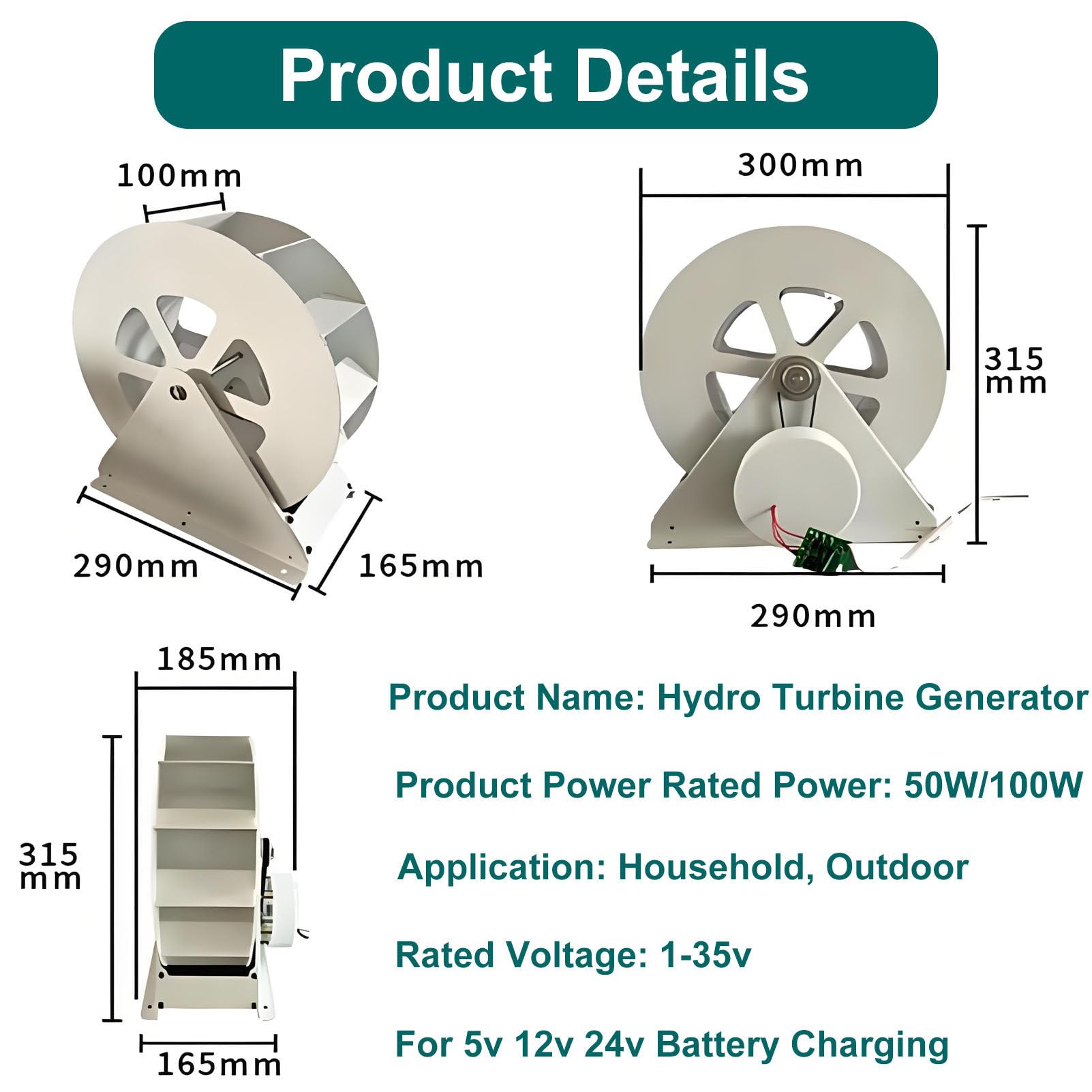 Generador hidroeléctrico de rueda hidráulica de baja velocidad 50W | Microgenerador hidroeléctrico de rueda hidráulica con sistema de generación de electricidad de tipo disco