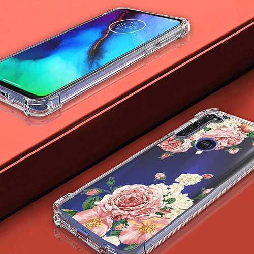 Miniatura 4 de Osophter Funda para Moto G Stylus transparente con esquinas reforzadas, TPU y absorción de golpes, flexible para Motorola Moto G Stylus (flor de