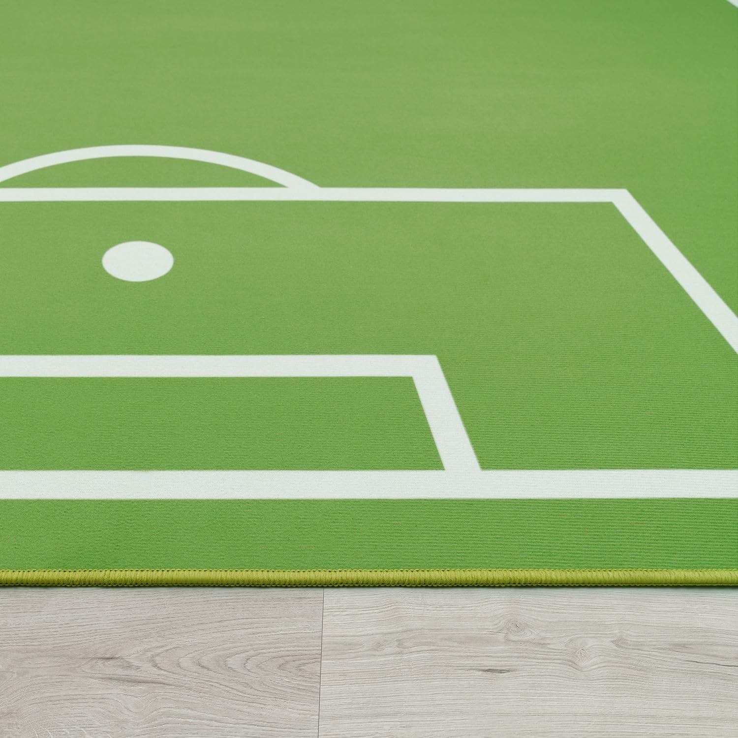 TT Home Tappeto da gioco per la cameretta dei bambini con design del gioco del calcio, in verde, Dimensione:80x150 cm