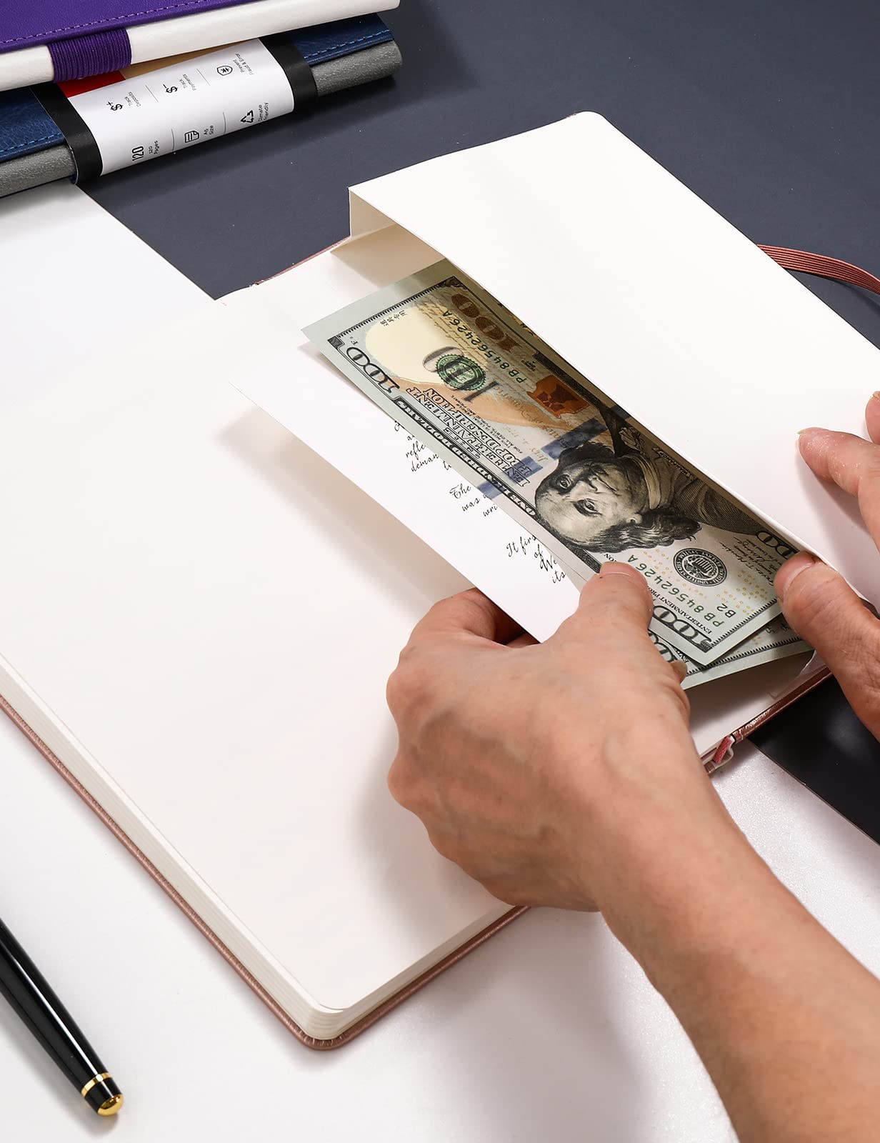 Molekaus Registros de cheques de contabilidad para personal o negocio, registro de tapa dura de gran tamaño para realizar un seguimiento de pagos, depósitos y transacciones financieras, oro rosa