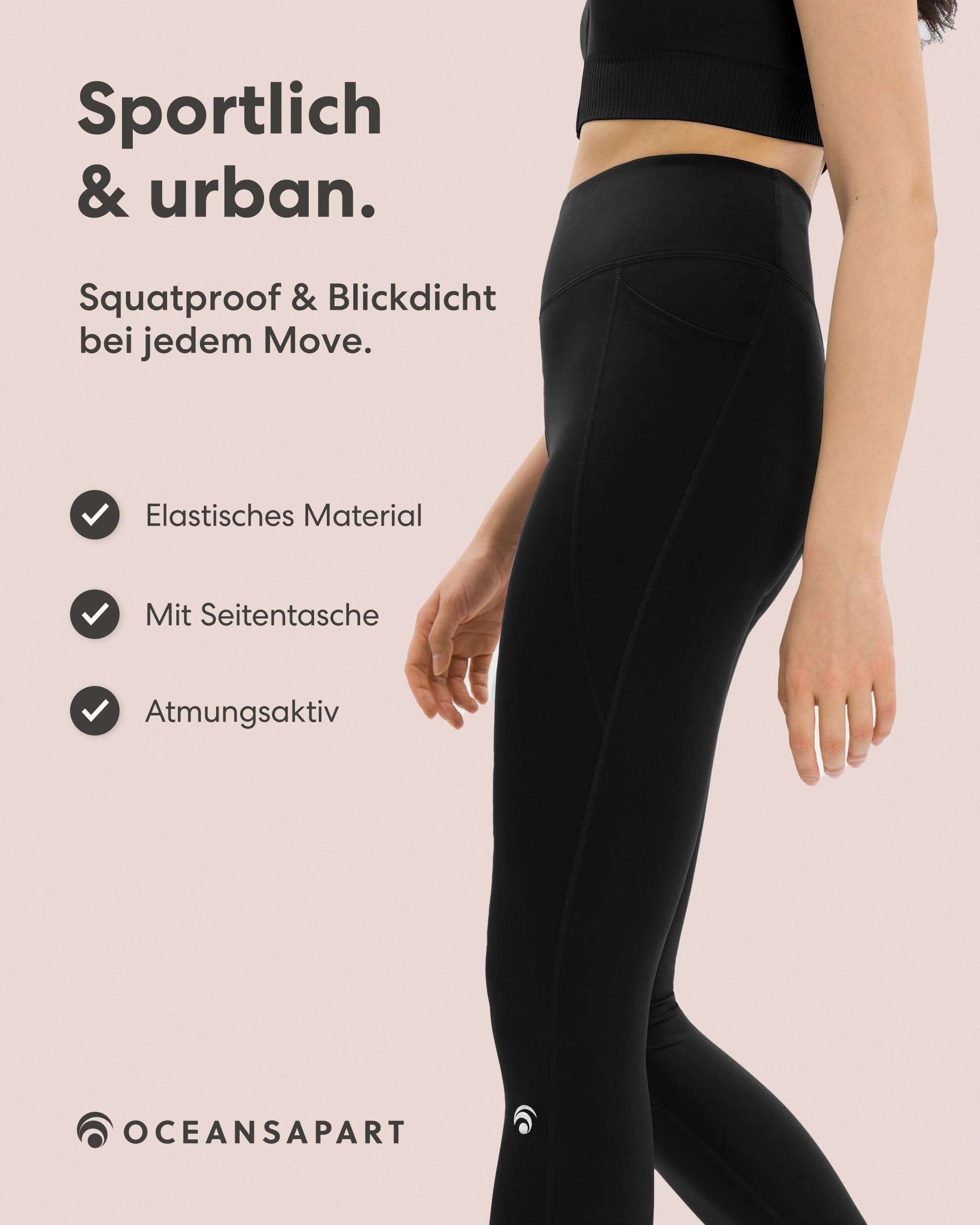 OCEANSAPART Soho Pant - Sport Leggings Damen mit Taschen High Waist | Scrunch-Effekt & Blickdicht – Feuchtigkeitsableitend & Nahtlos – Ideal für Yoga, Gym & Wandern