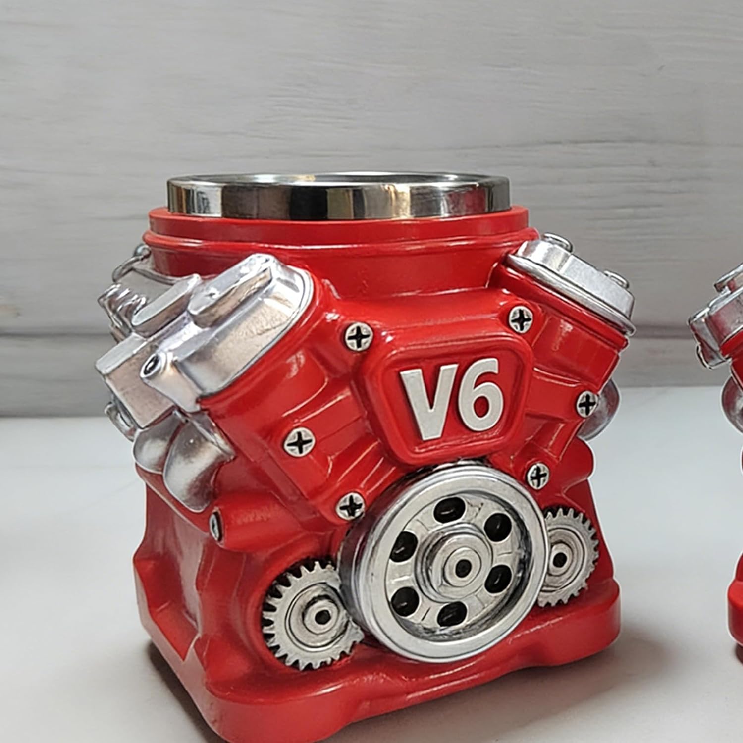 Car Enthusiasts Mug with Ergonomic Handle Large Capacity for Hot Beverages Stainless Steel Drinking Cup Ergonomic Cup