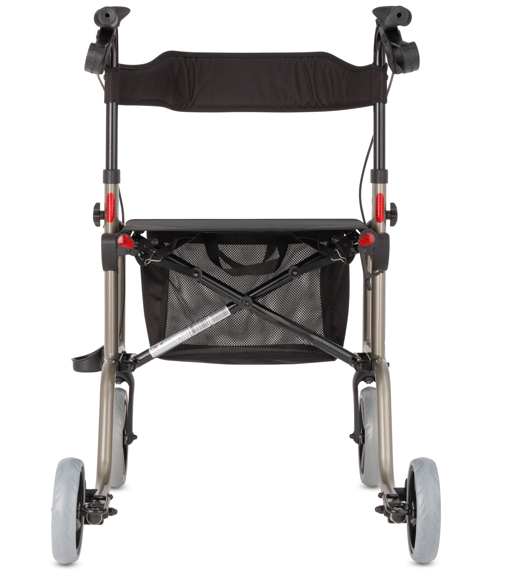 Bischoff & Bischoff RL-Smart Rollator, faltbar – Leichtgewicht-Rollator für drinnen und draußen, Gehwagen mit abnehmbarer Tasche und Stock-Halter, Platin