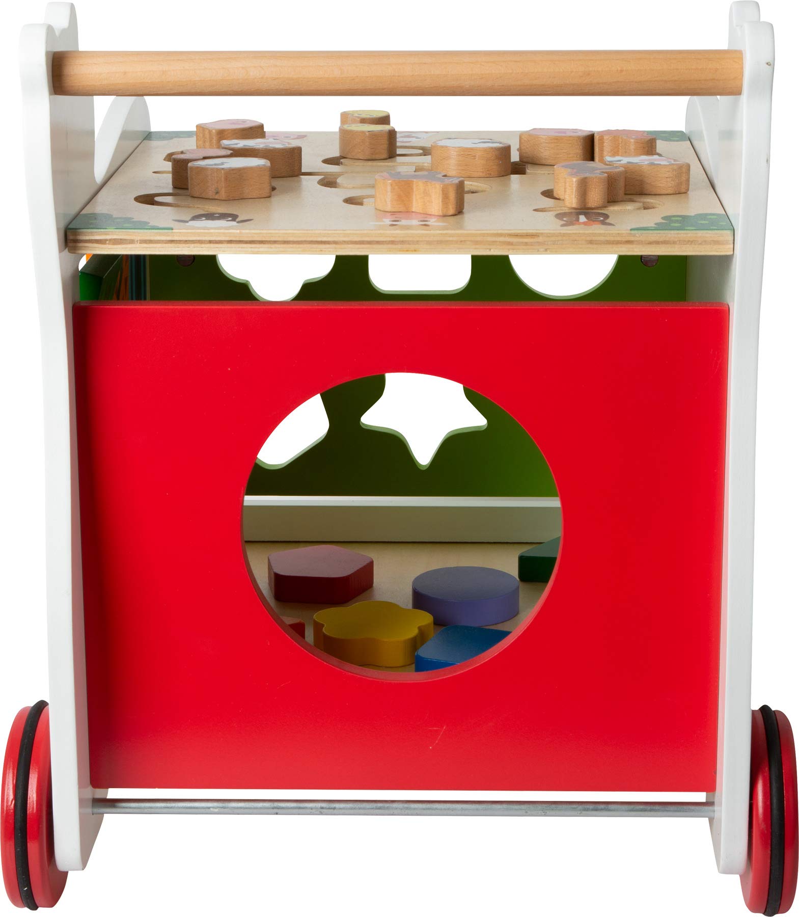 small foot 11841 Lauflernwagen Bär aus Holz, 4-seitiger Spielspaß, ab 1 Jahr, mehrfarbig