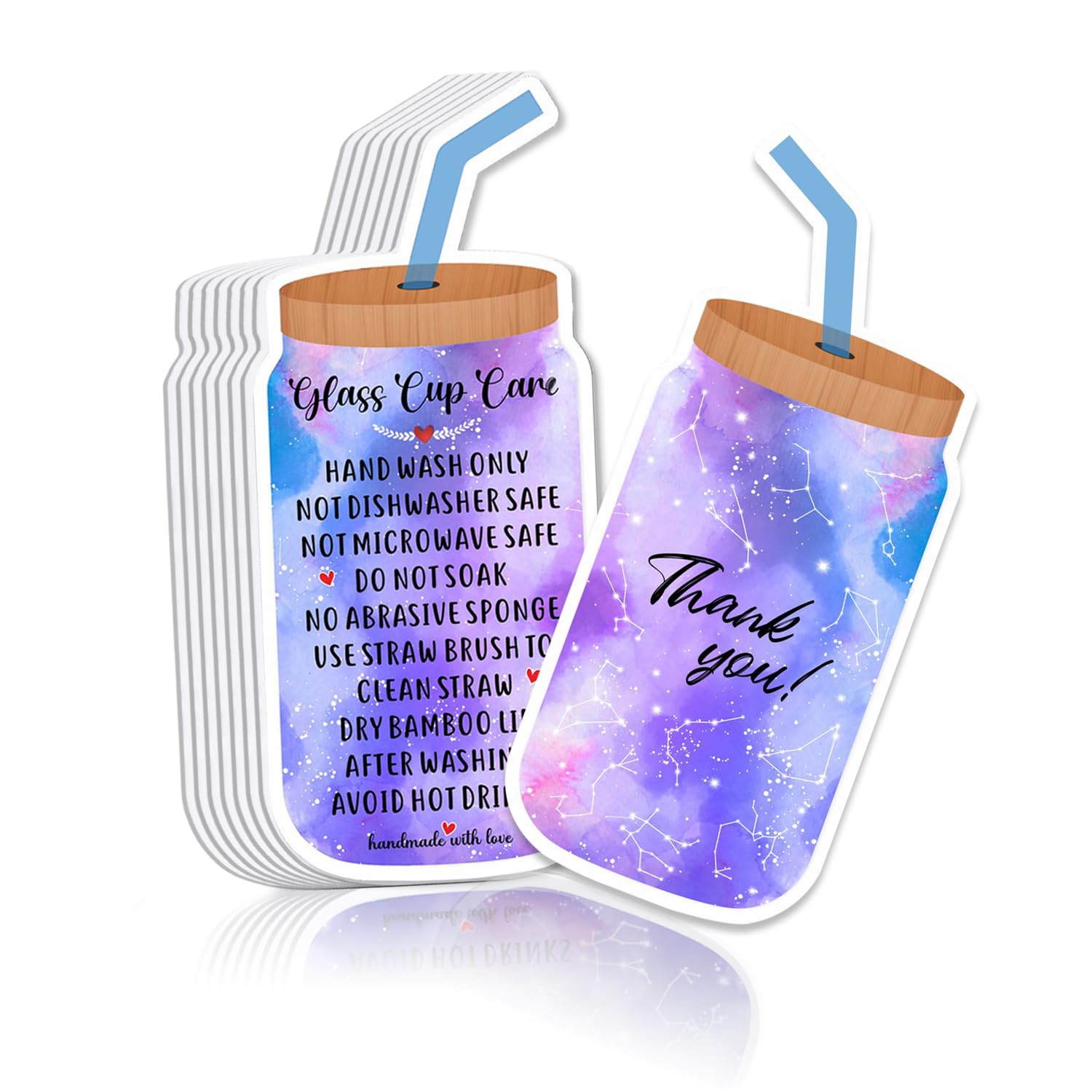 Tumbler Cup Cards, Cup Care Instructions Cards, Glass Cup Care Cards, Instruction Insert for Small Business, Customer Directions Cards, Small Online