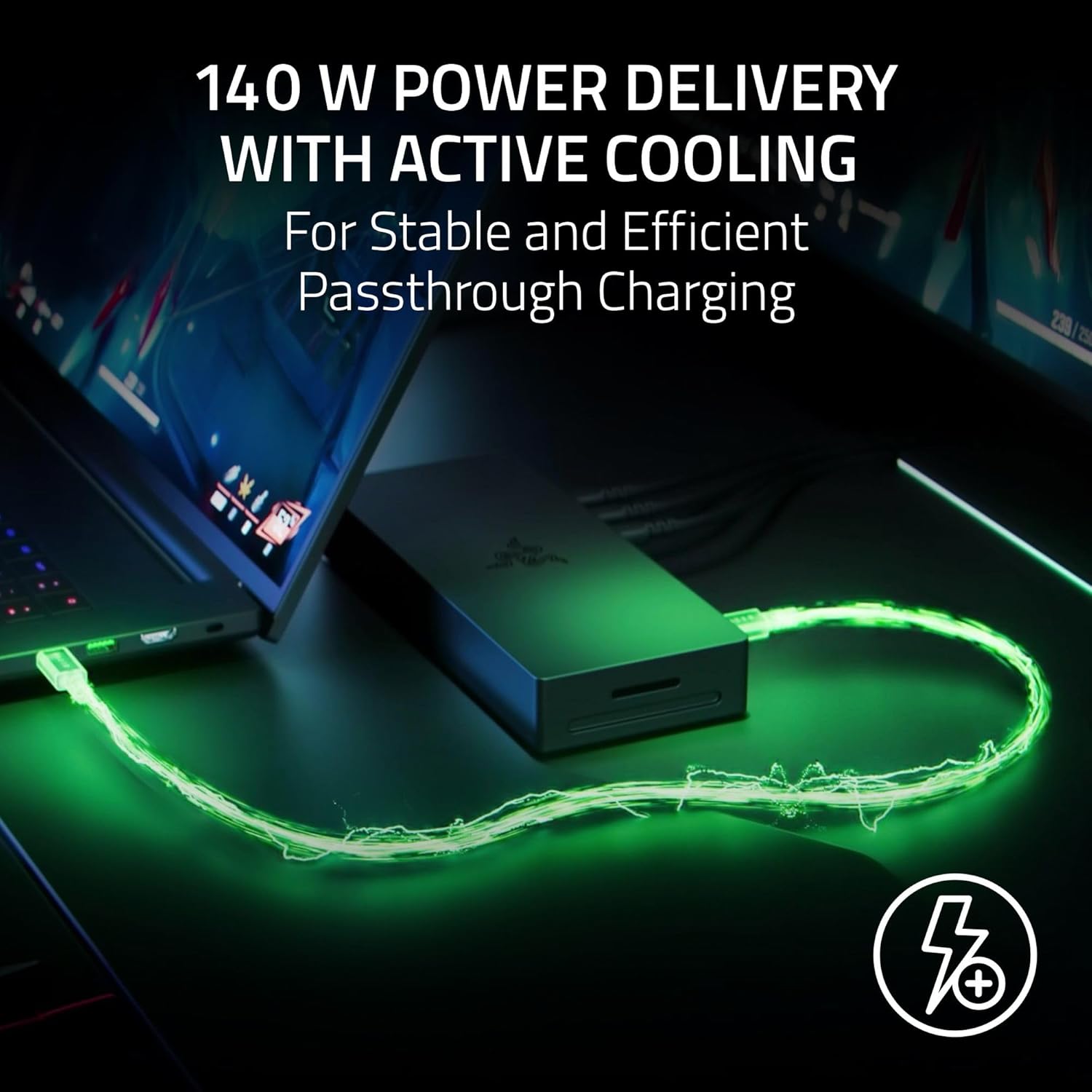 Razer Thunderbolt 5 Dock Chroma: 10 Port Docking Station with M.2 Storage Slot - 120Gbps Transfer Speeds - 3X 4K Displays at 144 Hz on TB5/4 Laptops - 140W PD - Active Cooling - TB Share - Black image 5 of 9 B0FDMLTDB3