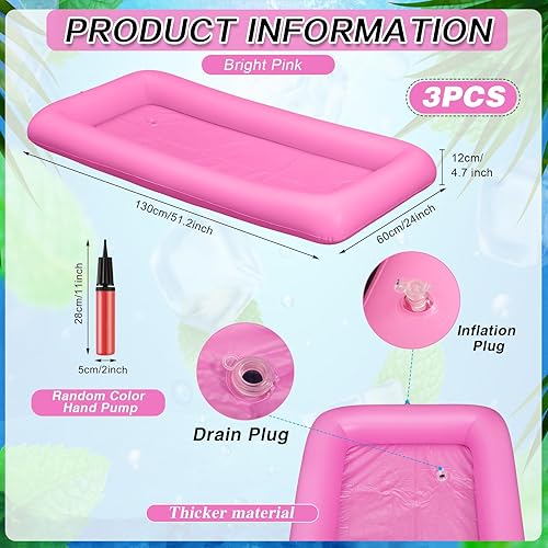 Miniatura 2 de Leitee Bandeja inflable de 3 piezas para servirbufé de hielo, enfriador de bebidas con tapón de drenaje, enfriador inflable para fiestas, soporte