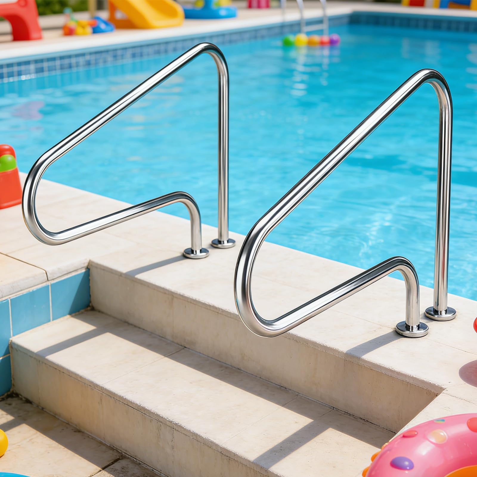 Swimming Pool Handrail aus 304 Edelstahl, 125x80cm Pool Handlauf Schwimmbad-Handlauf mit 250 lbs Tragkraft, Sicherheitsgriff für Einbaupool Spa Wasserpark, einfache Montage, 1 Pack
