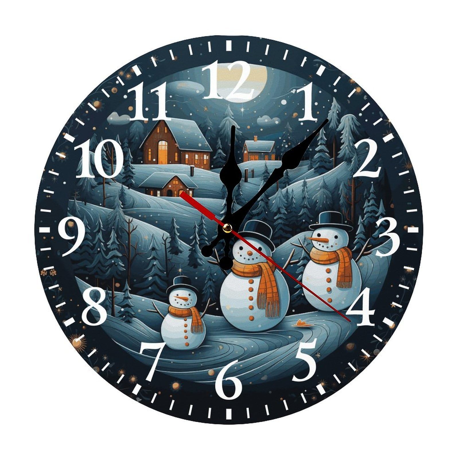 NTVOWPZO 10 Inch Wall Clock Christmas Santa Penguin Battery Operated Wall Clocks Silent Non-Ticking Round Wall Clock for Living Room Kitchen Home Office Wall Decorative Clock