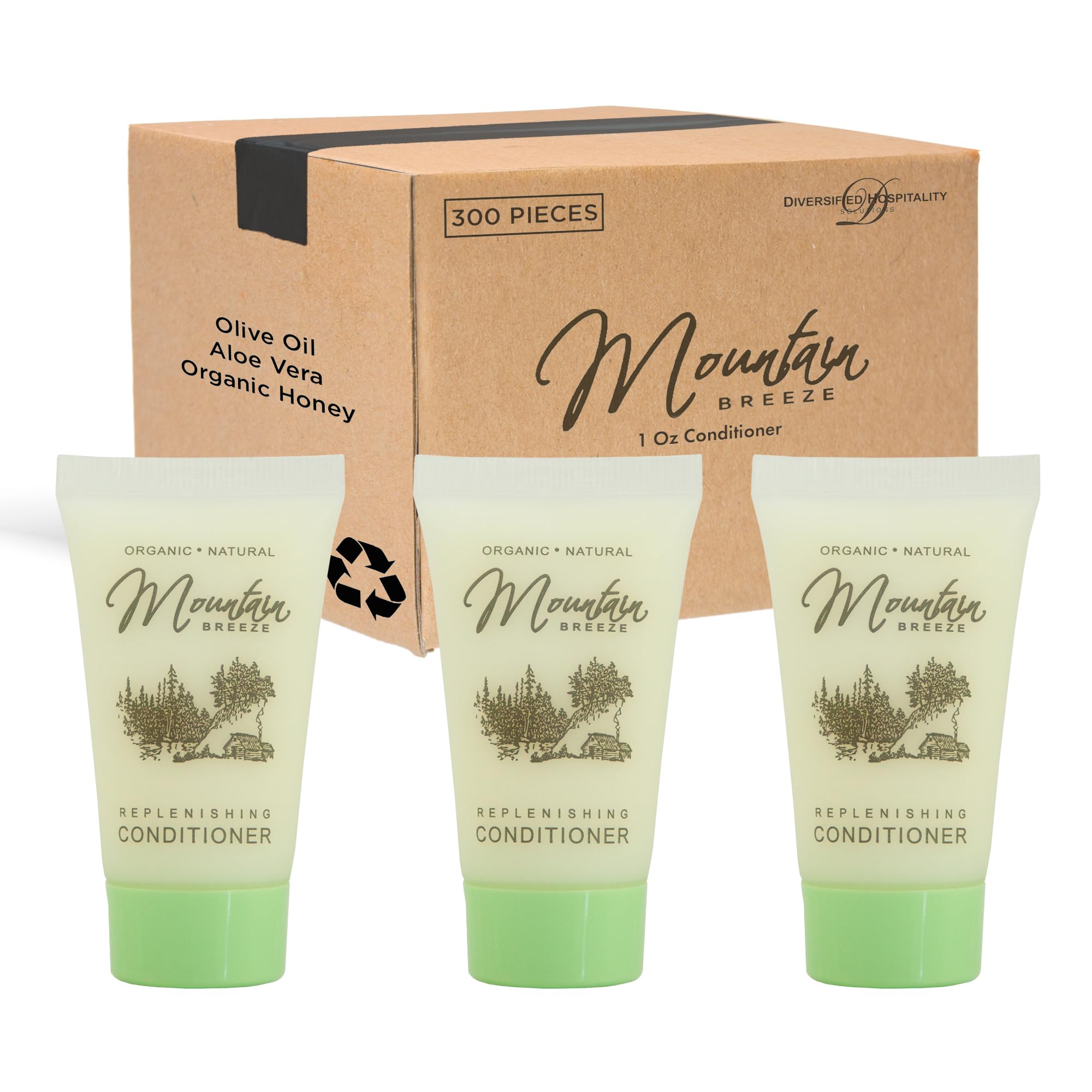 Mountain Breeze Conditioner, Hotel Toiletries Bulk,1 oz, Travel Size Conditioner, Amenities for Guest Hospitality, Motel, AirBnB, Gym, Luxury (Case of 300)
