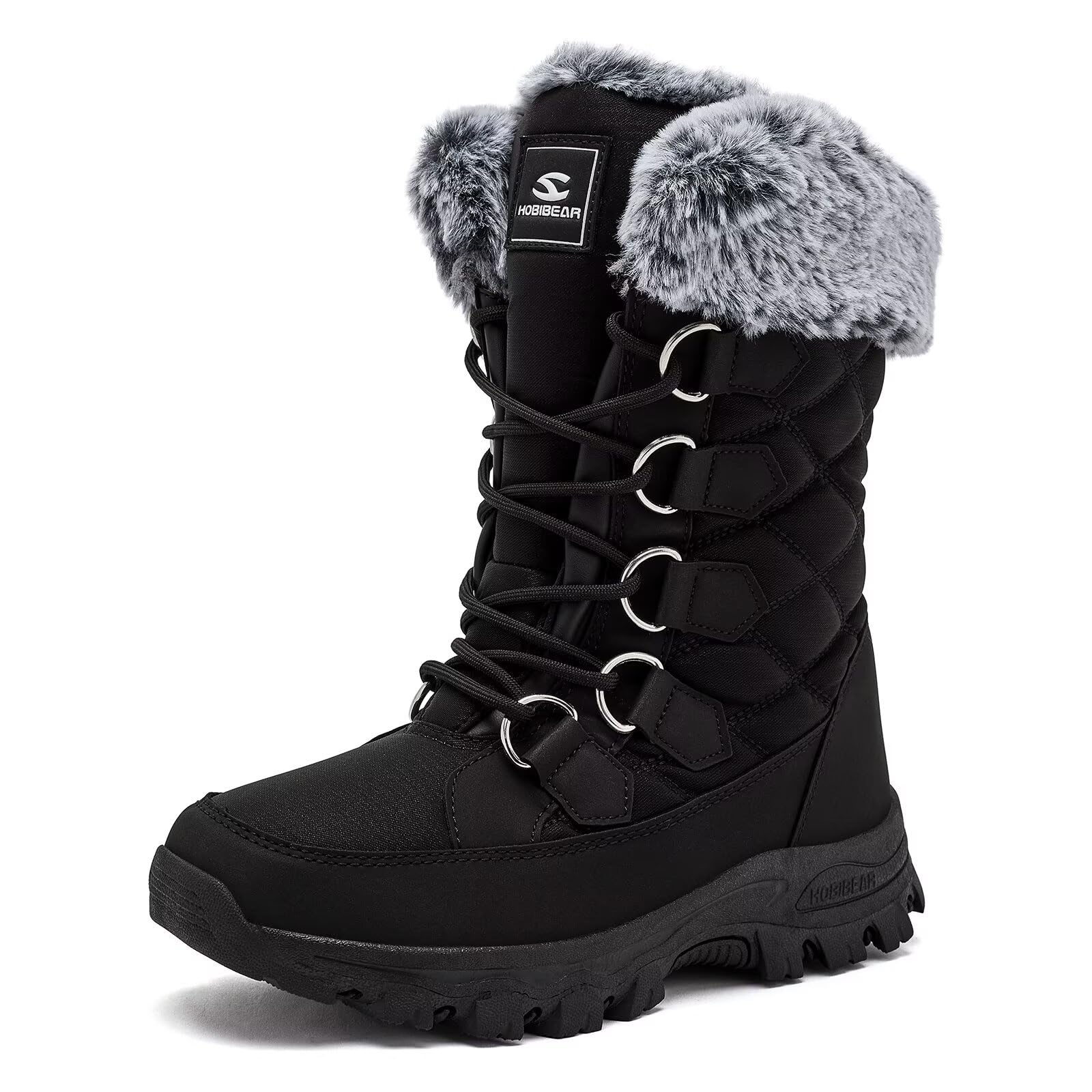 HOBIBEAR Stivali da neve da donna Stivali da passeggio da donna all'aperto Stivali a metà polpaccio Suola ad alta trazione Scarpe invernali a prova di neve