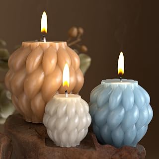 3 Pack Knot Ball Pillar Candle Mold - Silicone Wave Spiral Candle Mold - Silicone Resin Casting Molds for Candle & Resin & Soap Craft Supplies