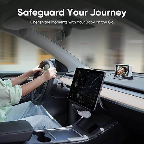 Miniatura 8 de bonoch Cámara de coche de bebé de 5 pulgadas 1440P  Espejo giratorio de 360 grados para asiento trasero para bebé, alimentado por USB con cargador,