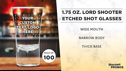 Miniatura 9 de Lord Shooter - Vasos de chupito grabados a medida, paquete de 50, texto personalizado, logotipo, fiesta de cumpleaños número 21, cristalería para