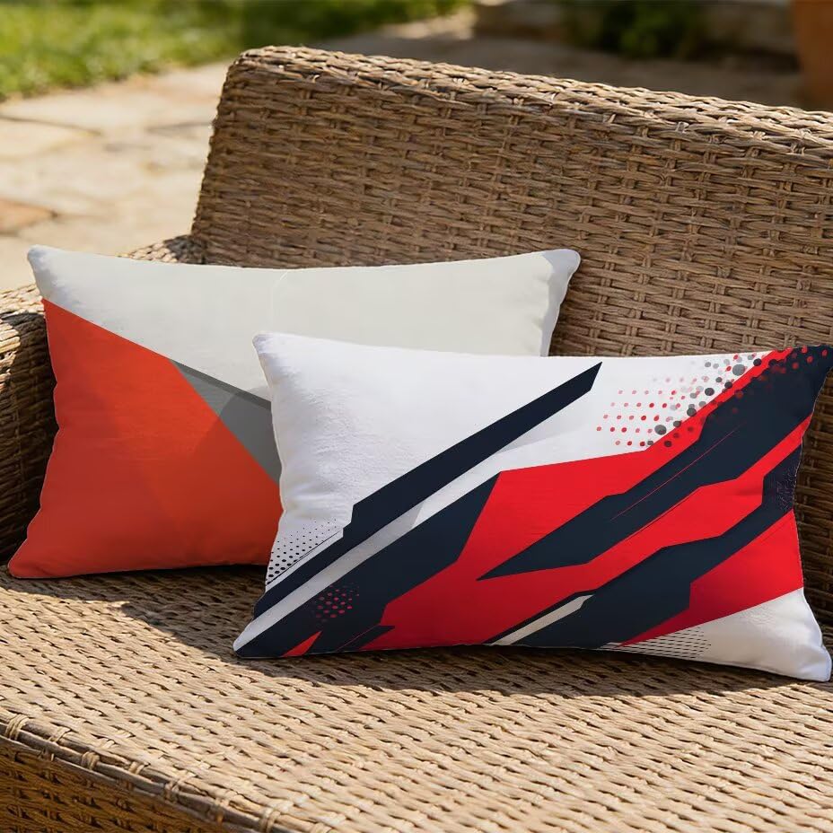 Housse de coussin de jardin résistante aux UV et imperméable rouge 40x70 cm
