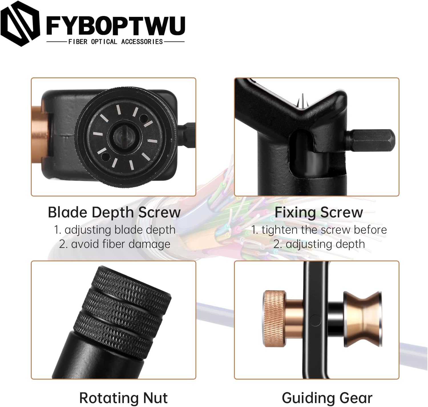 Transverse Armoured Fiber Optic Cable Stripper Armored Cable Stripper 8-28.6MM - Double Head FTTH Armored Fiber Cable Stripping Knife Fiber Optic Slitter Tools for Coaxial Mid Span Round