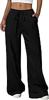 PRETTYGARDEN Women's Palazzo Pants 2026 High Waisted Wide Leg Flowy Beach Trousers with Pockets Summer Casual