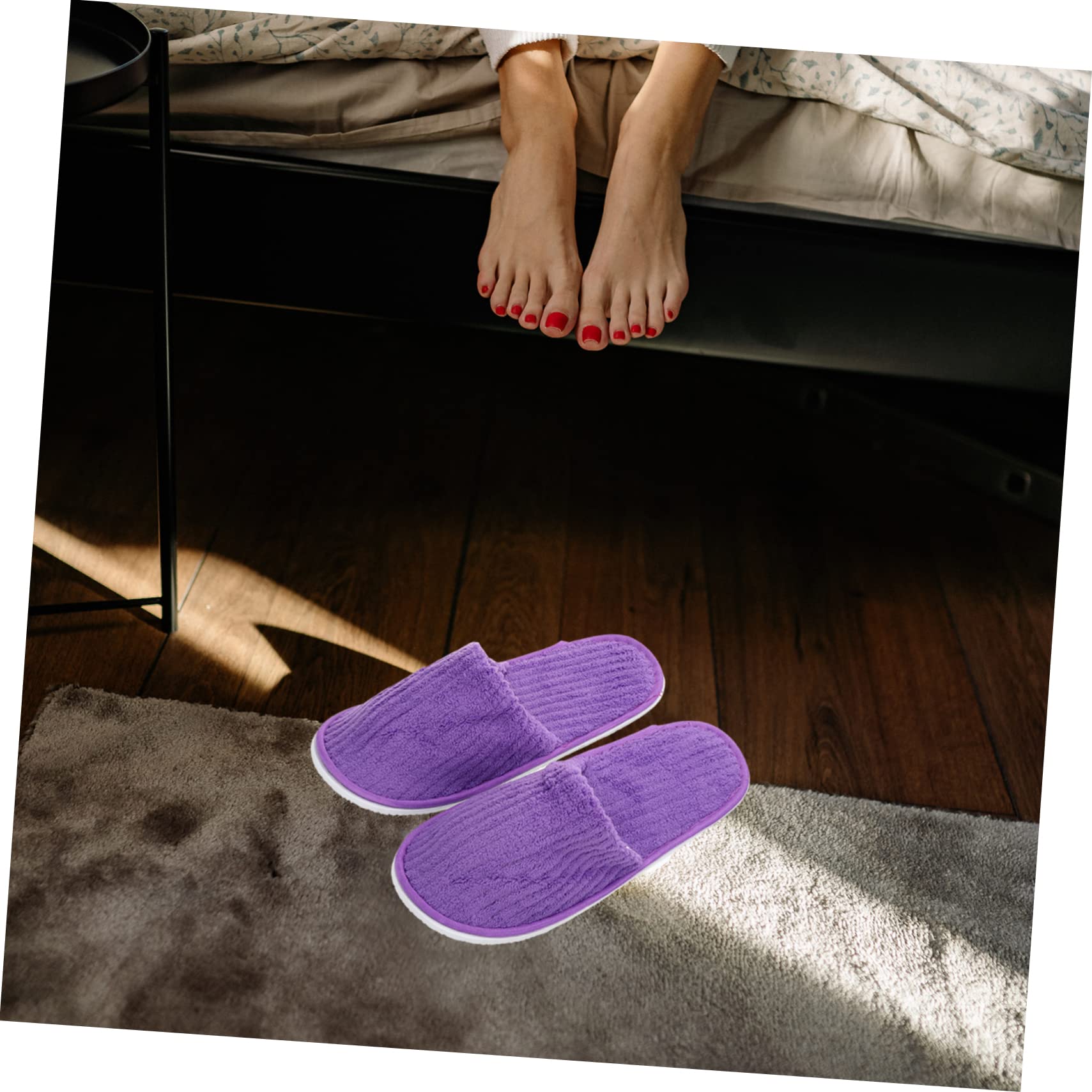 POPETPOP Pantofole in Pile di Corallo Spesse, Antiscivolo, 10 Paia | Casa e Hotel, Leggere e Lavabili, Assortimento Bianco Giallo Rosa Blu Viola