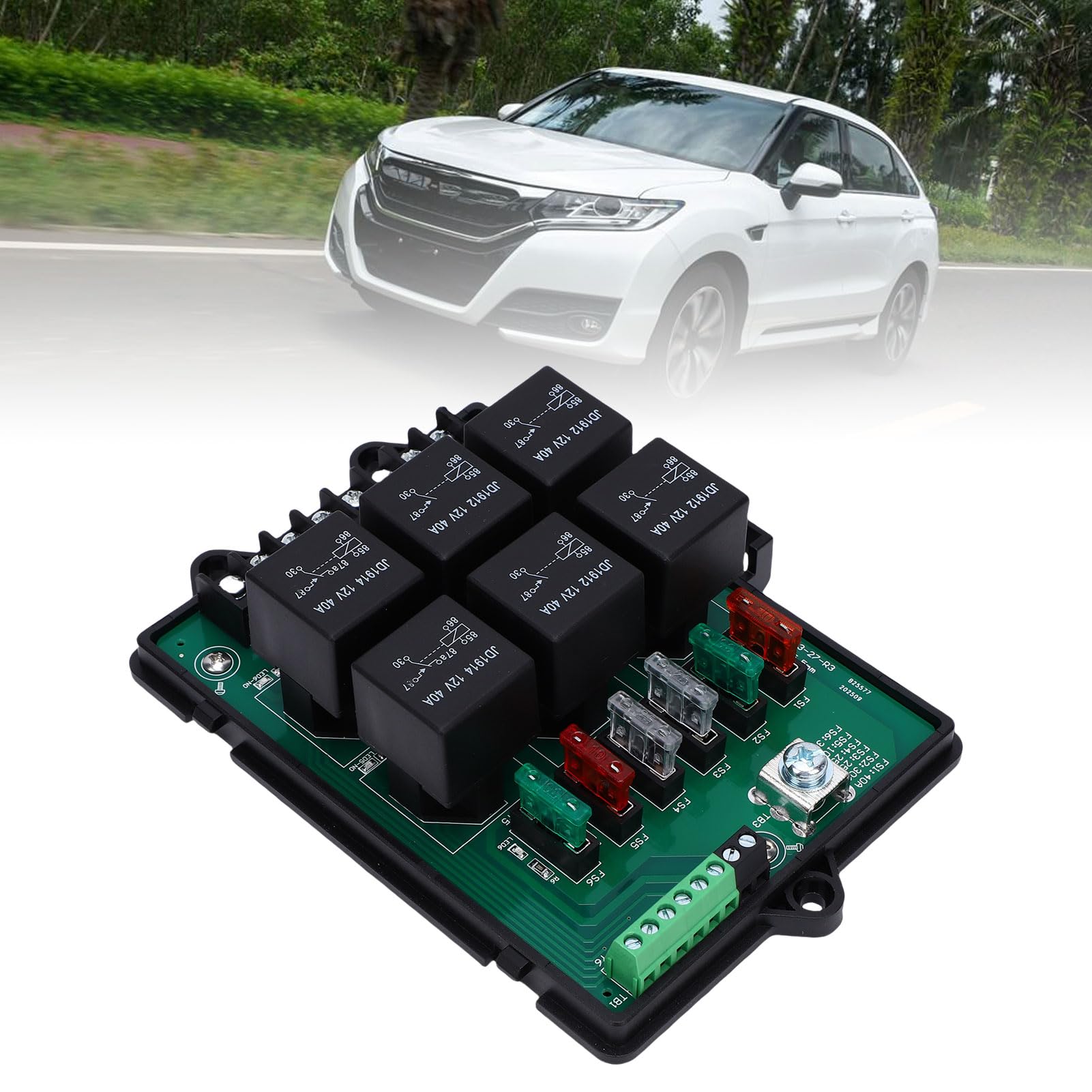 Scatola fusibili relè automobilistico, Pannello relè 12V a 6 vie con blocco fusibile a lama a 14 vie, Dispone di indicatori di stato LED per auto, camion, Wohnmobile e UTV